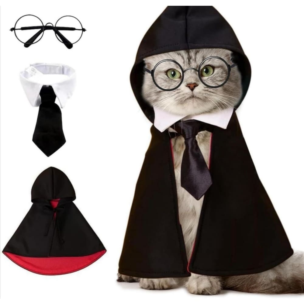 ROSMENA Pet Halloween Wizard Cape Costume for Cats and Small Dogs with Breathable Fabric