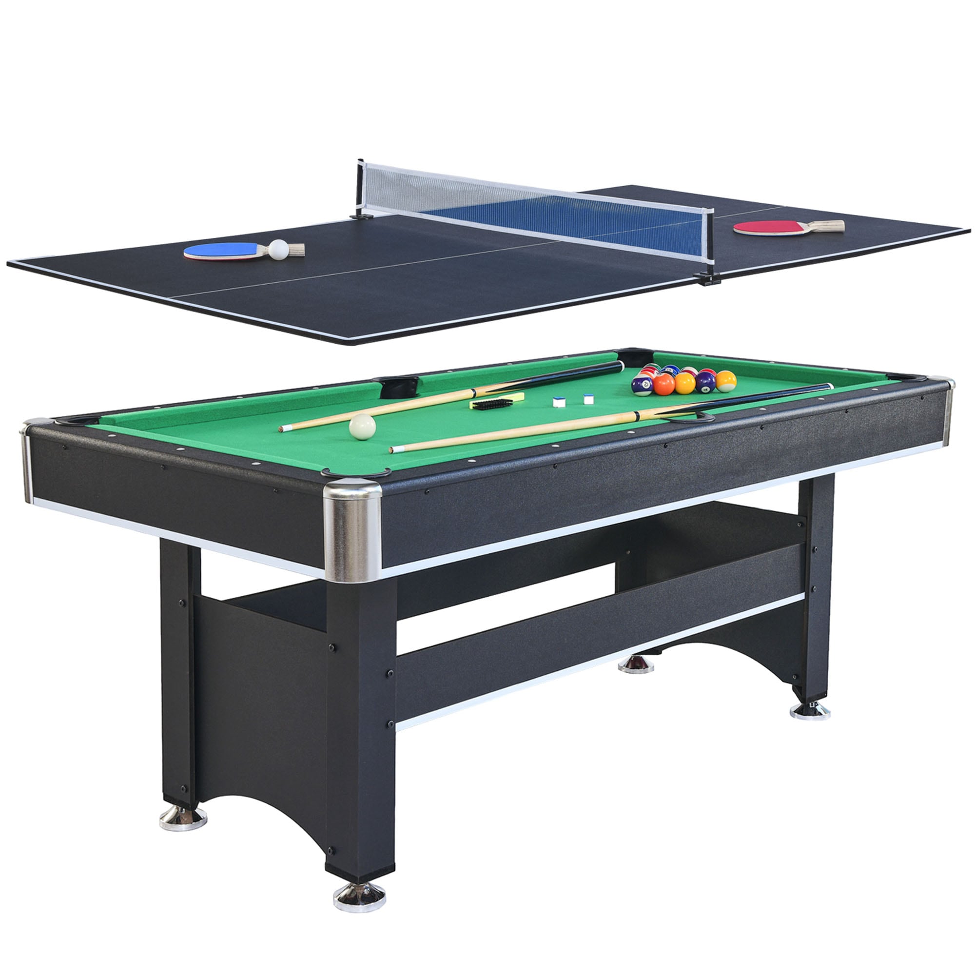 LUCKY ONE 6-ft Freestanding Metal 2-in-1 Game Table in Black and Green