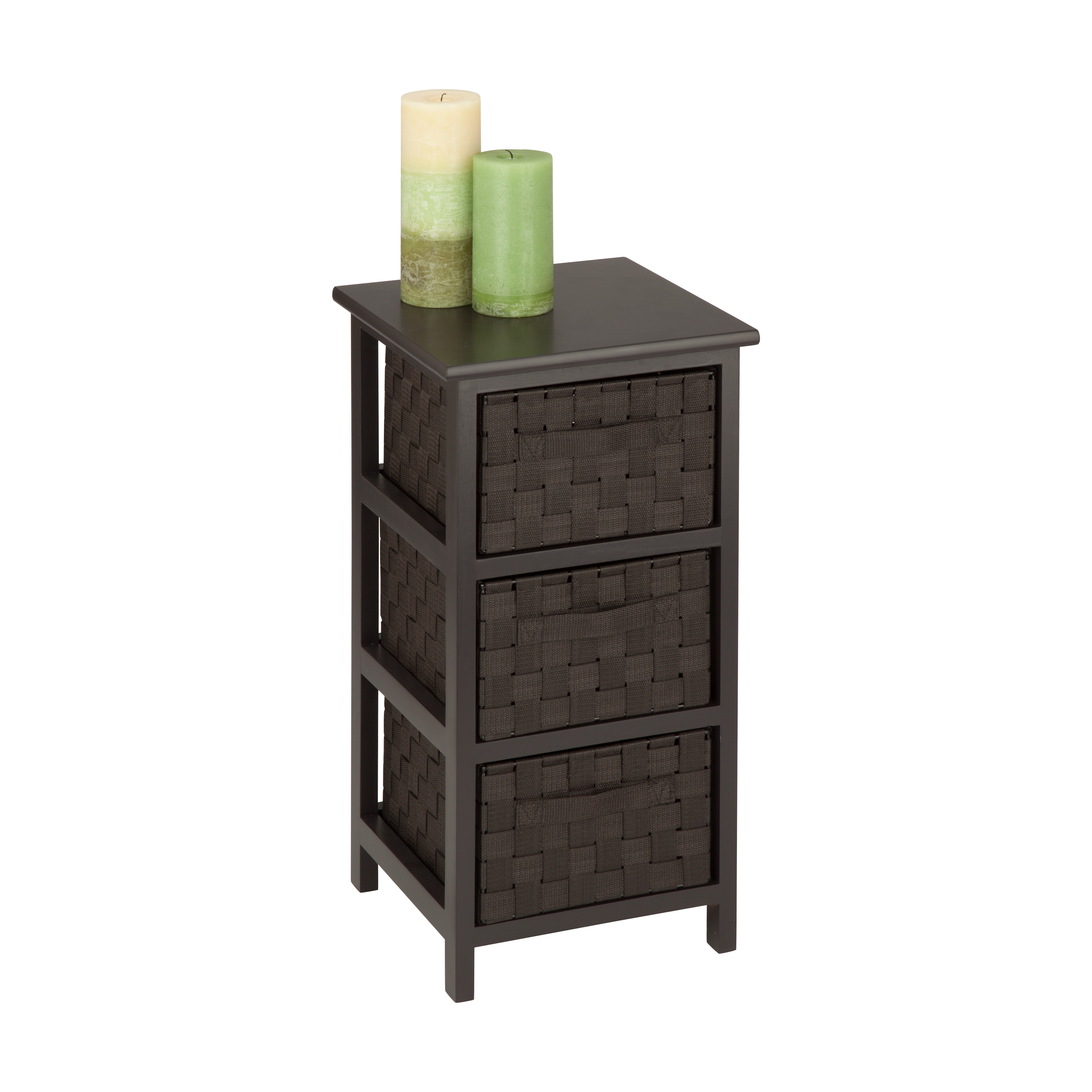 Honey Can Do Brown Tall & Narrow Stackable Storage Drawers with Wood Finish