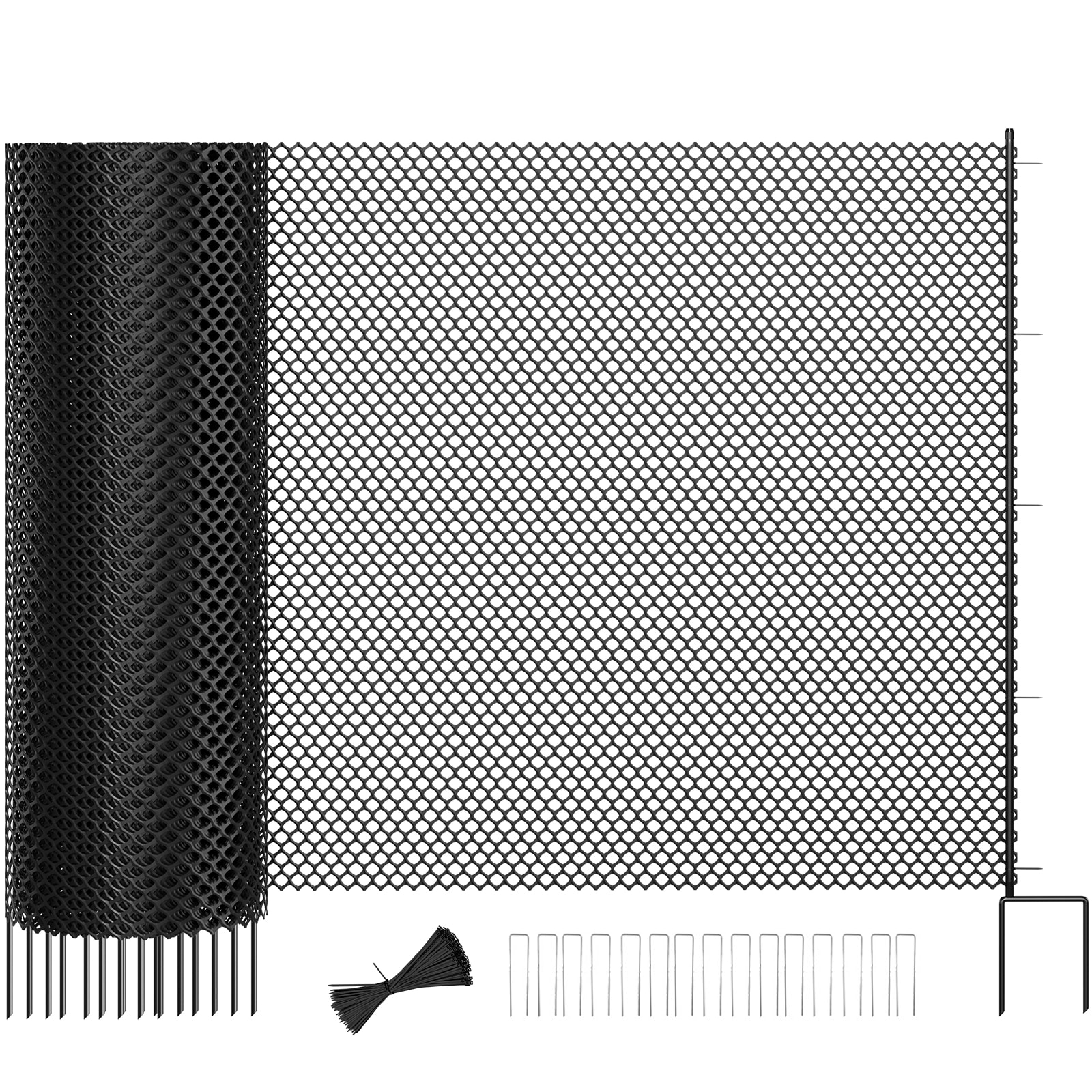 MOONCOOL  39.4 in x 82 ft Garden Mesh Fence Temporary Outdoor Plastic Netting Animal Barrier for Backyard Dog Poultry and Pet Protection Black Diamond