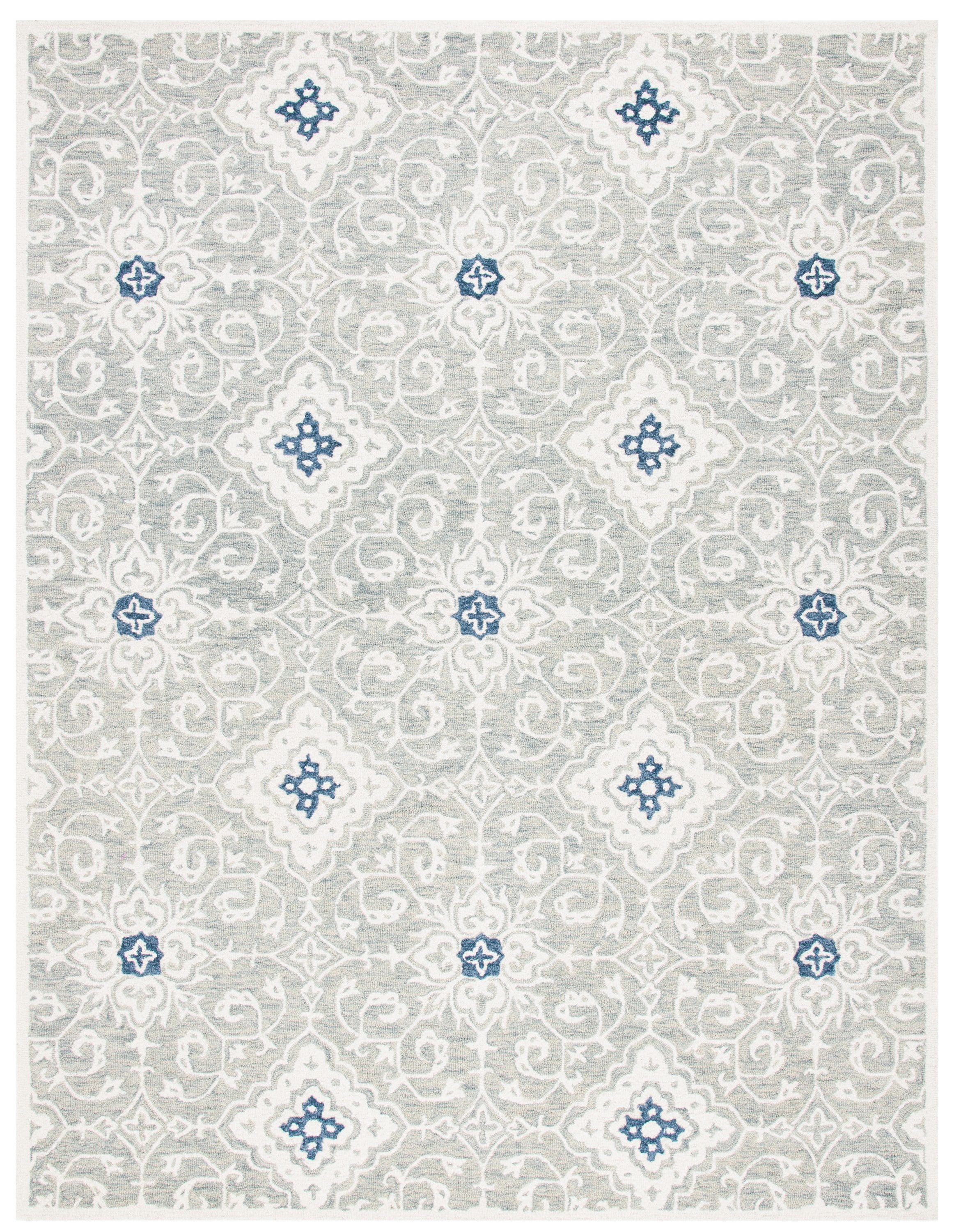Handmade Blue Wool Tufted Reversible 8' x 10' Rug