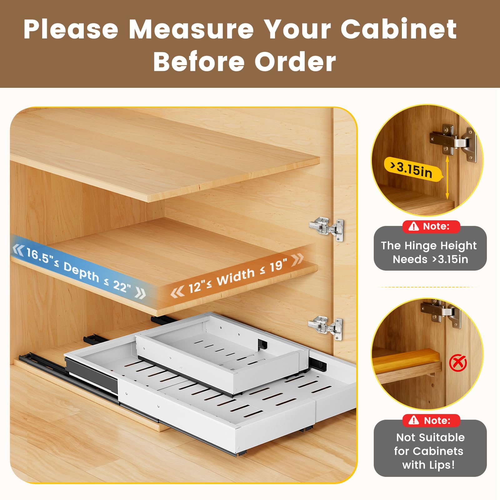 Aoibox LABVN55F Pull-Out-Cabinet-Baskets - View #3