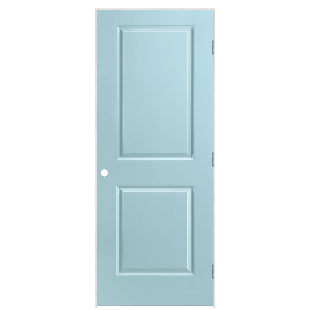 Masonite 32-in x 80-in Sea Mist Hollow Core 2-panel Square Right Hand Smooth Prefinished Molded Composite Flat Jamb Single Prehung Interior Door -  1315899