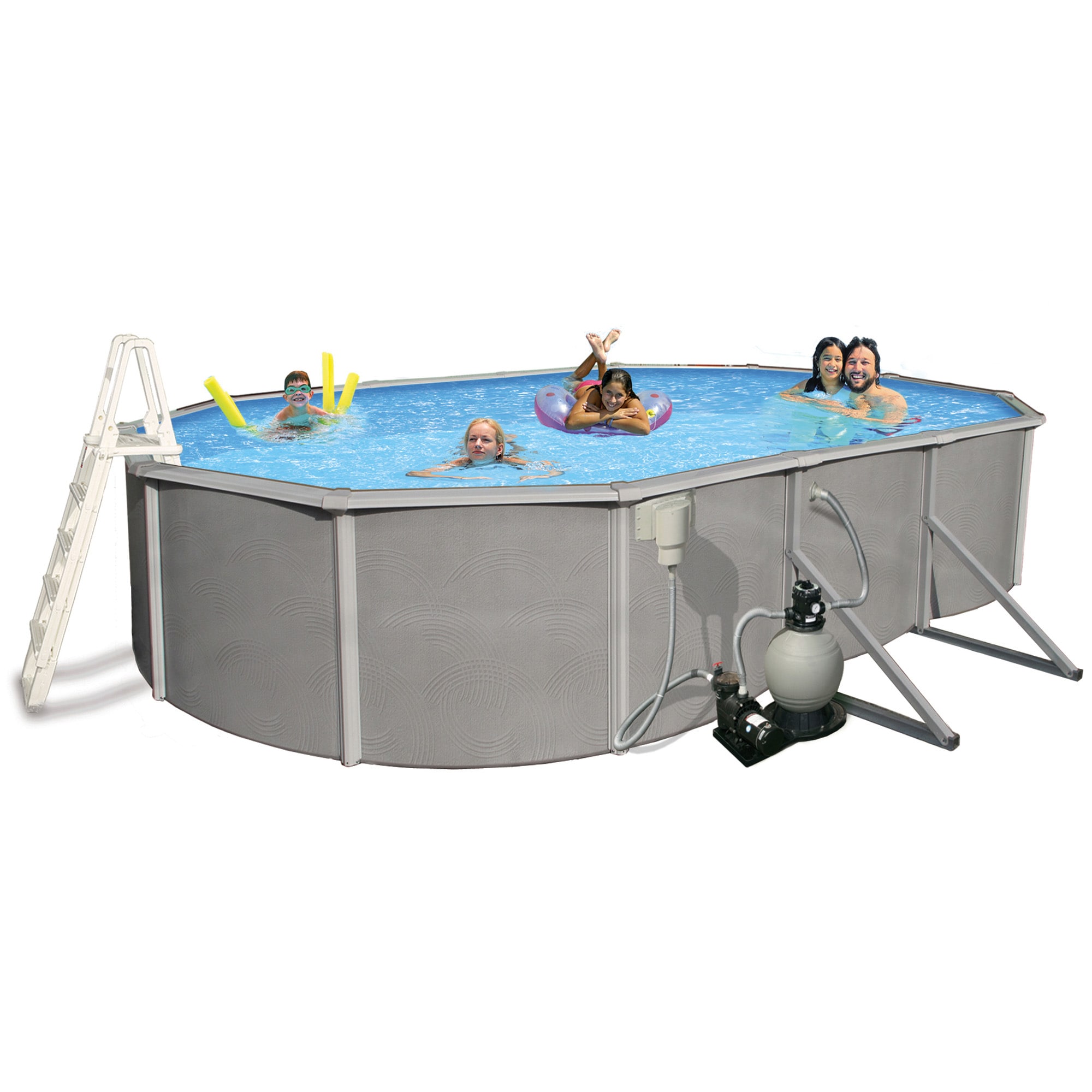 Belize 33' x 18' x 52" Oval Steel Above-Ground Pool with Pump and Filter