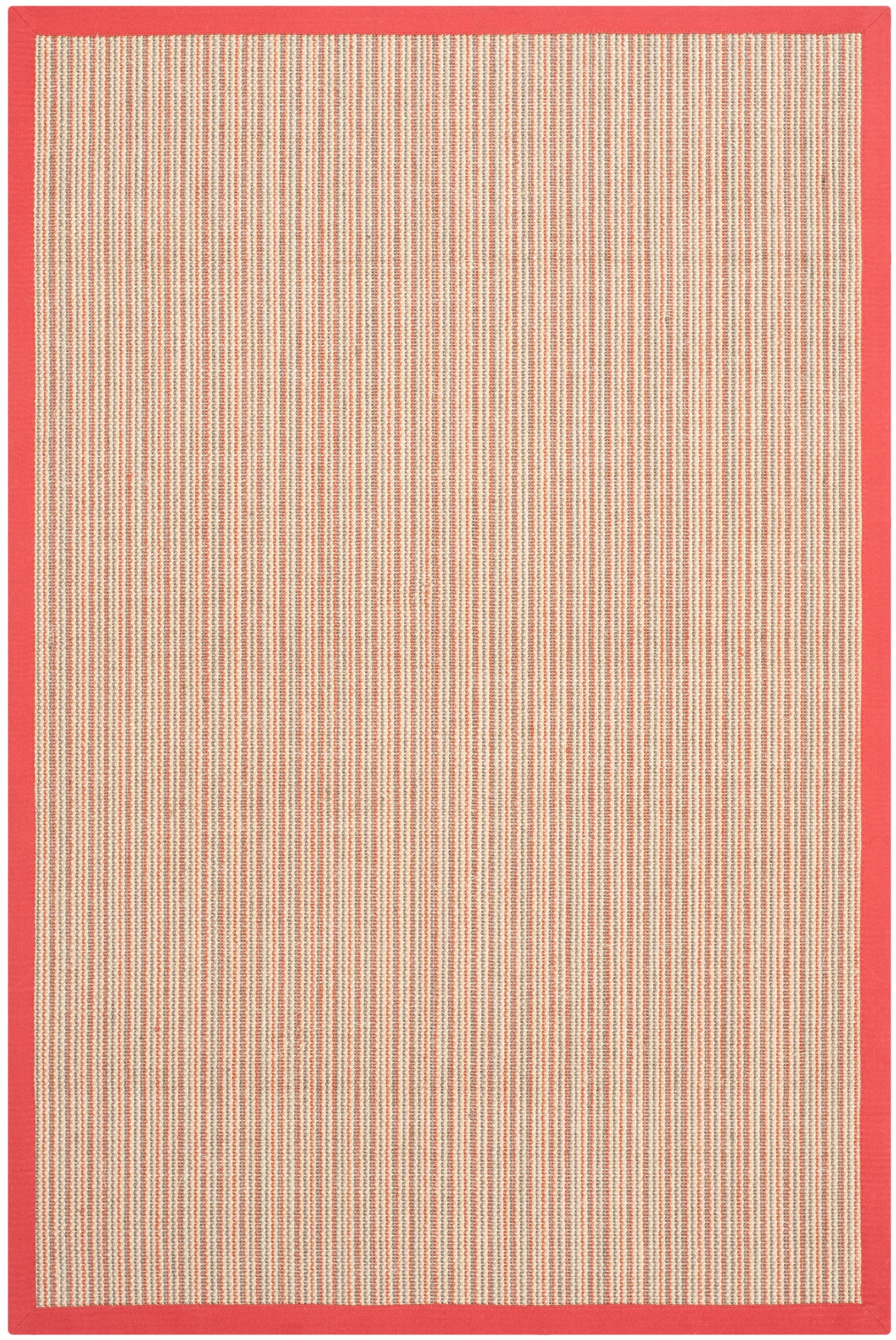 Safavieh NF442B-3 Natural Fiber Groves 3 x 5 (ft) Loomed Sisal Rust/Rust Rectangular Indoor Stripe Coastal Throw rug