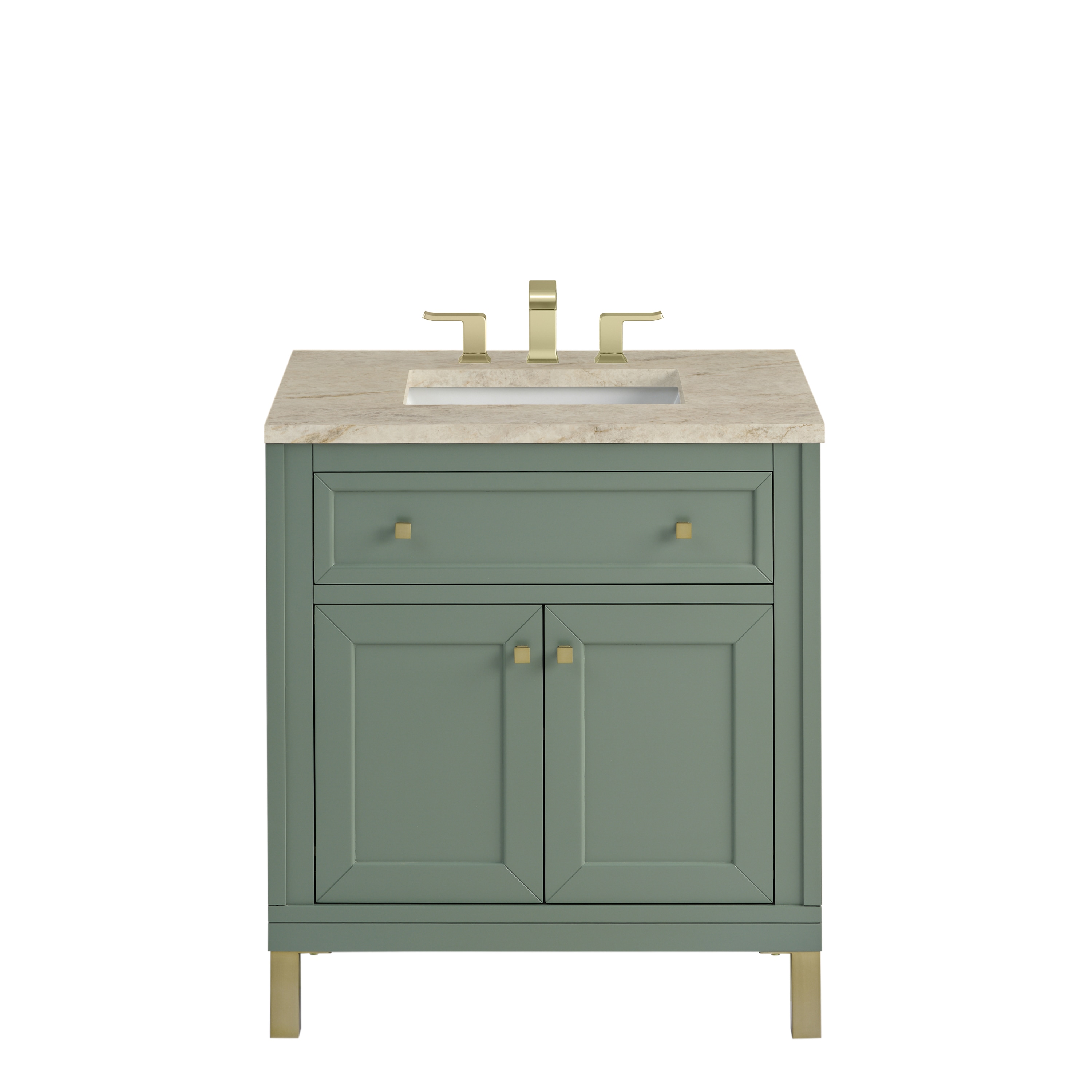 James Martin Vanities Chicago 30-in Smokey Celadon Undermount Single Sink Bathroom Vanity with Top