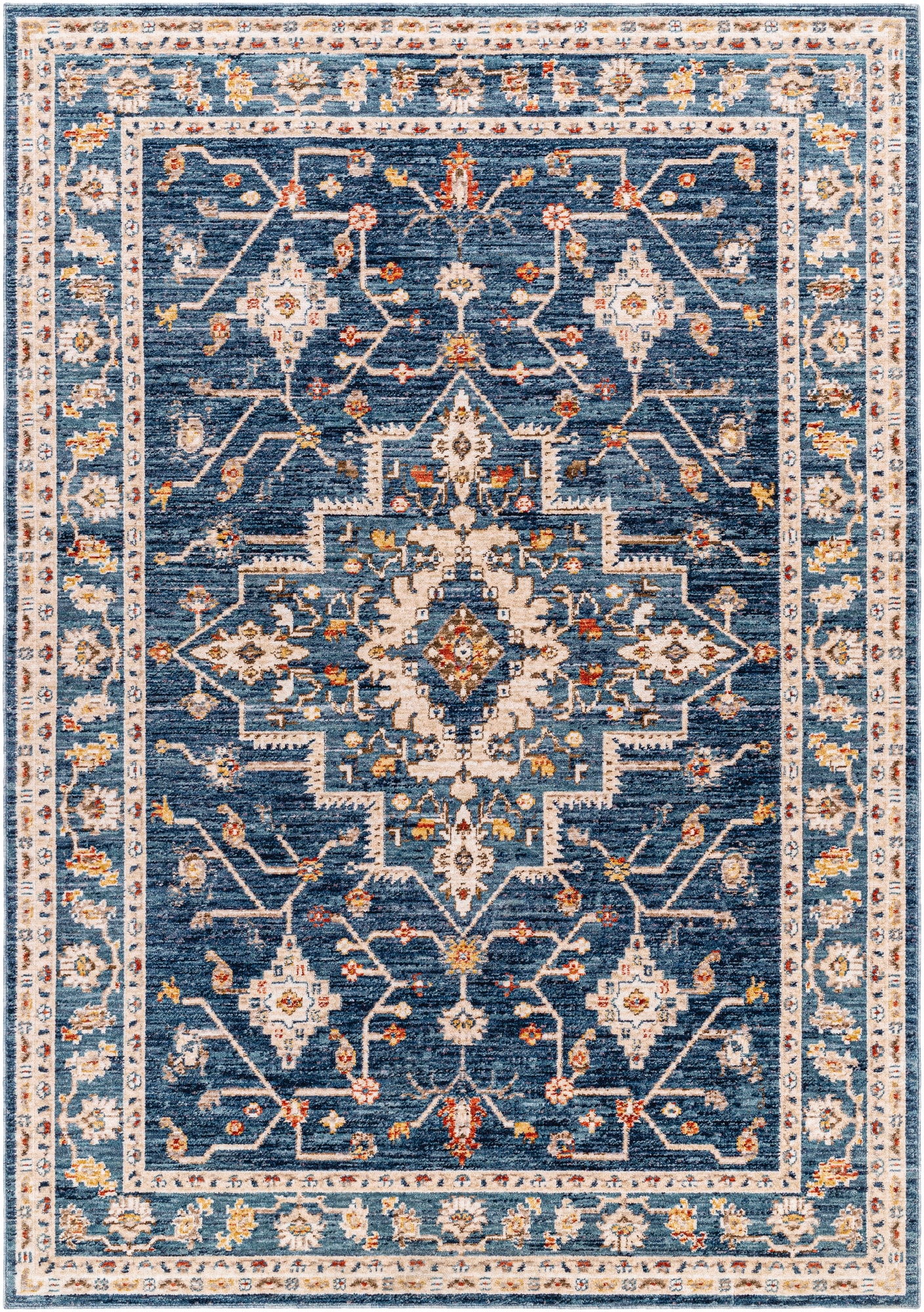 Livabliss TRV2301-79105 Truva 8 x 10 (ft) Polyester Blue Rectangular Indoor Medallion Vintage Area rug