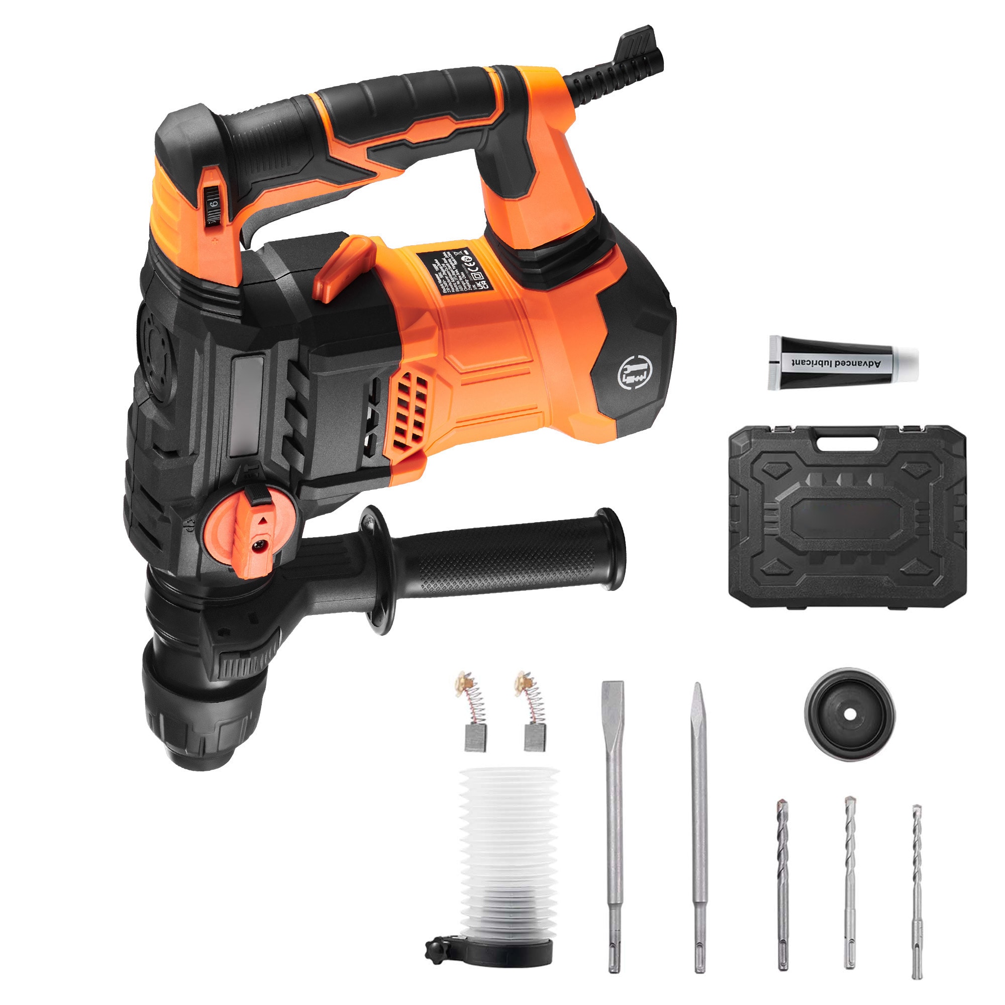GIVIMO 1-1/4-in SDS-Plus Rotary Hammer Drill 13-Amp 1500-W Corded Demolition Hammer with 5.5-J Impact and 4300-BPM 4-Mode Vibration Control and Safety Clutch #ZMLW014GIVSS1017
