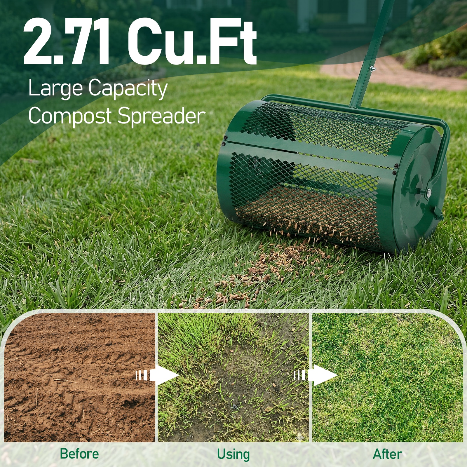 VINGLI 24-in W T-Shaped Peat Moss Spreader with Height Adjustable
