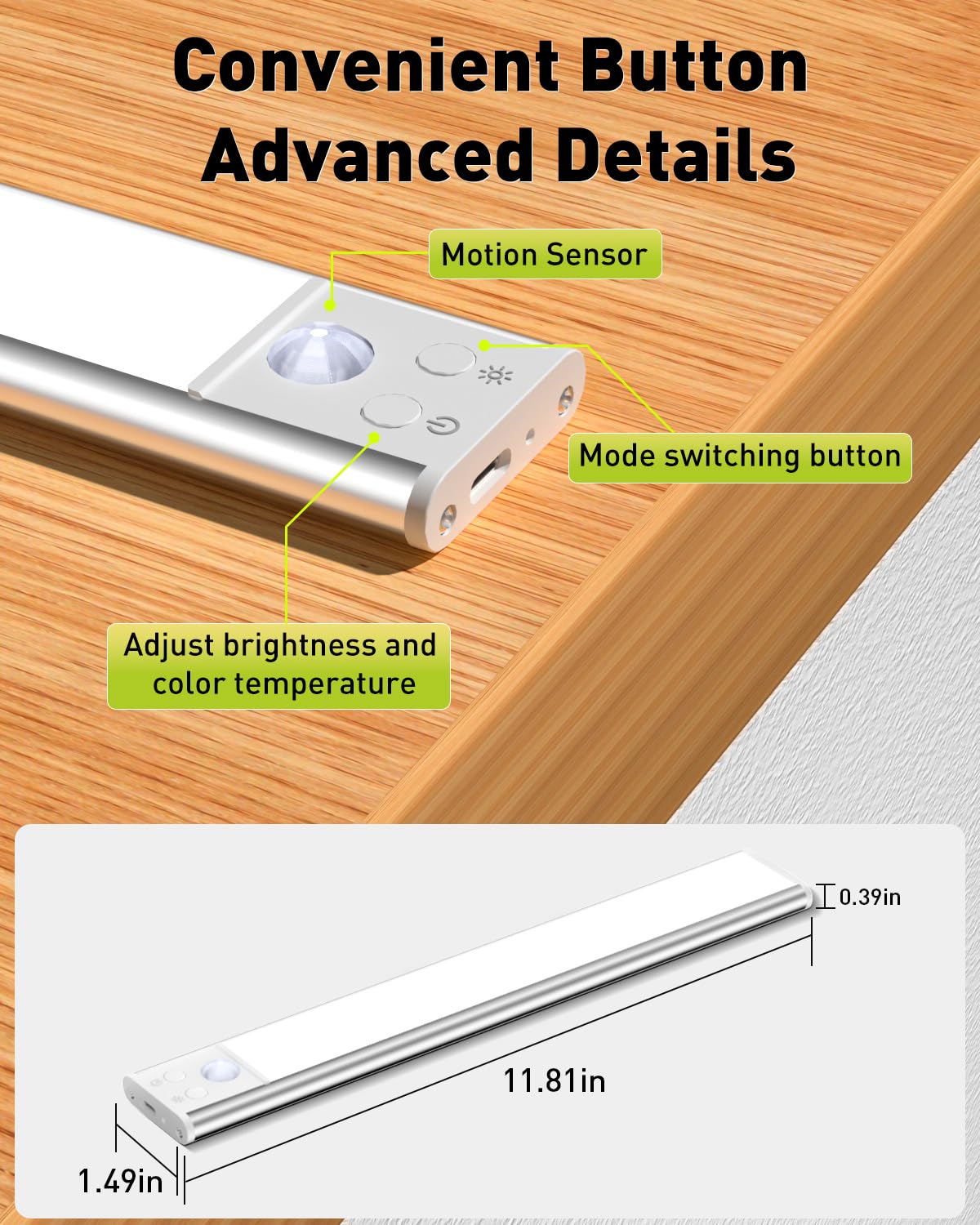 Lukvuzo Wireless Motion Sensor Under Cabinet Lights 4 Pack with ...