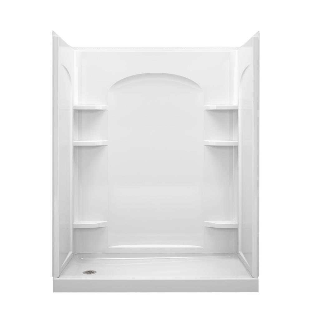 Ensemble White 4-Piece 30-in x 60-in x 72-in Base/Wall Alcove Shower Kit (Left Drain) | - Sterling 72170116-0