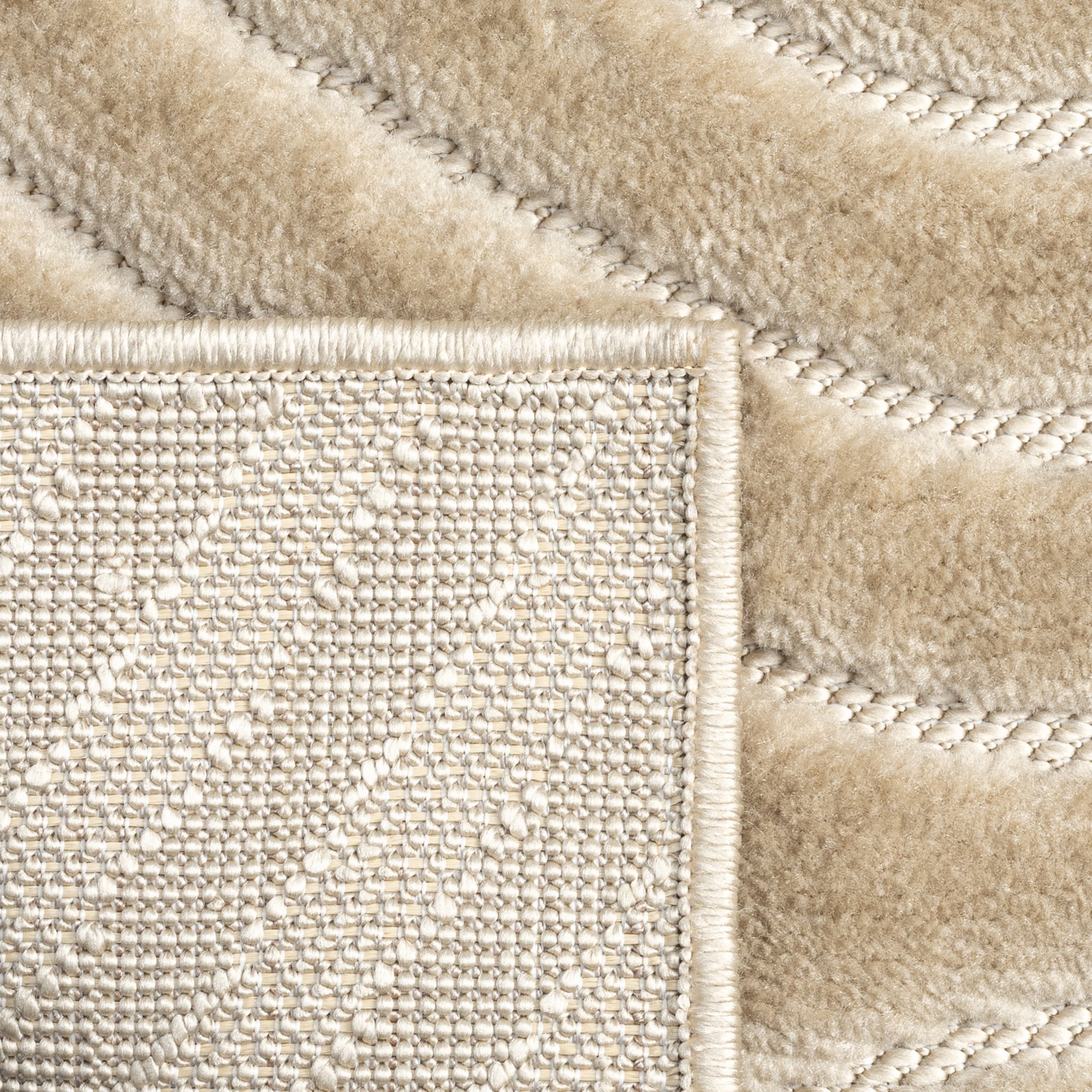 Beige Rectangular 5' x 7' Synthetic Stain-Resistant Area Rug