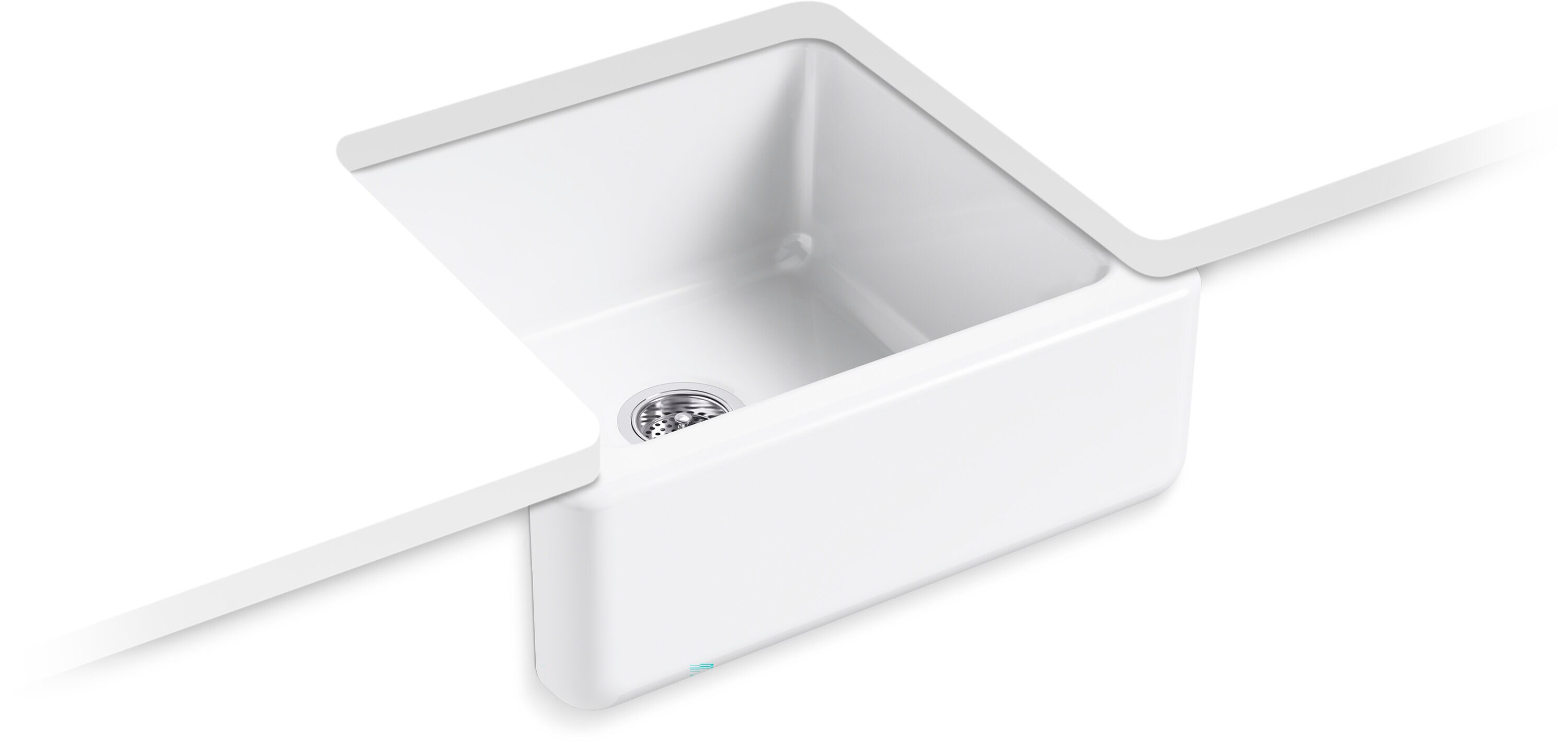 White Cast Iron Farmhouse Single-Bowl Kitchen Sink
