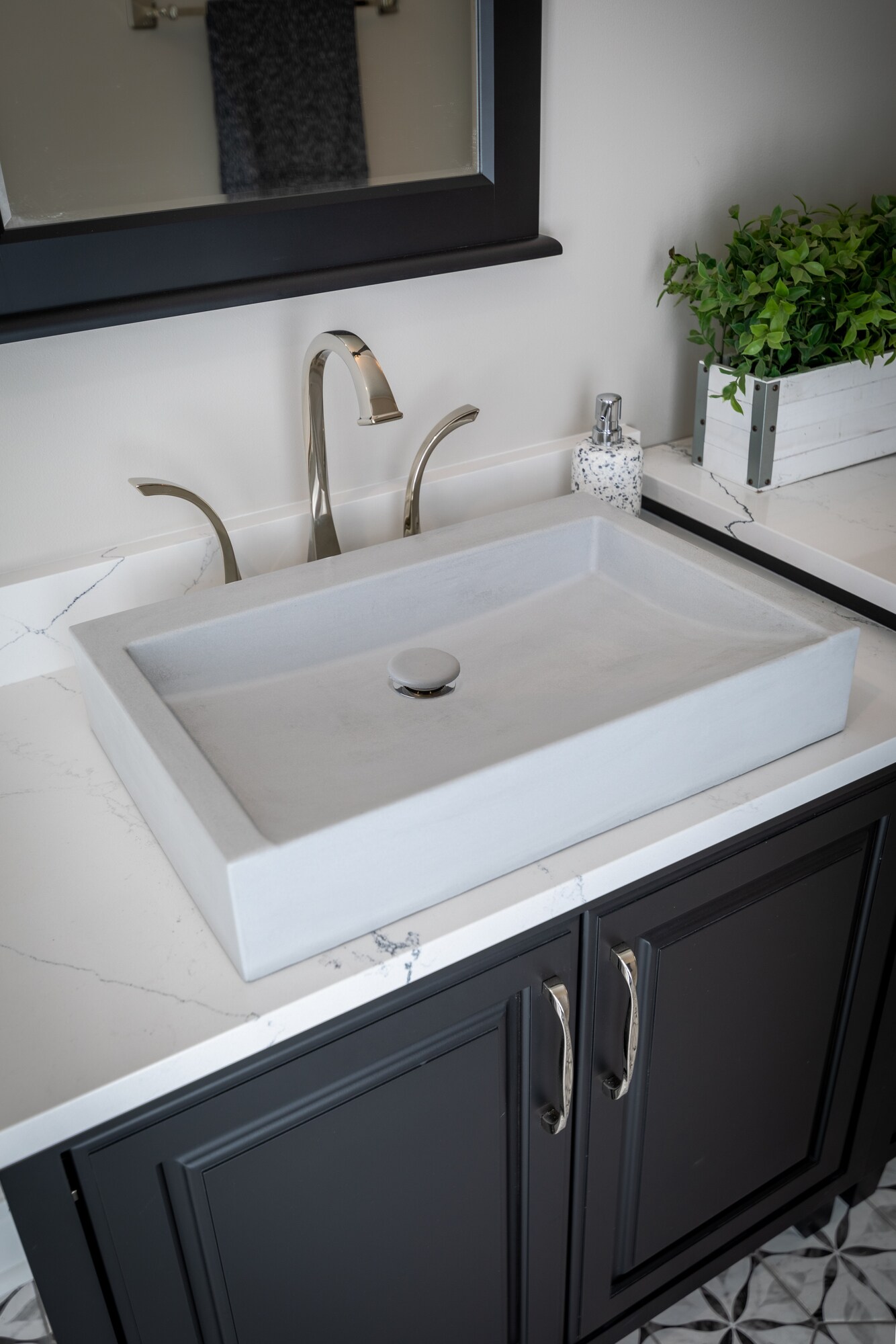 Eden Black Concrete Rectangular Undermount Bathroom Sink