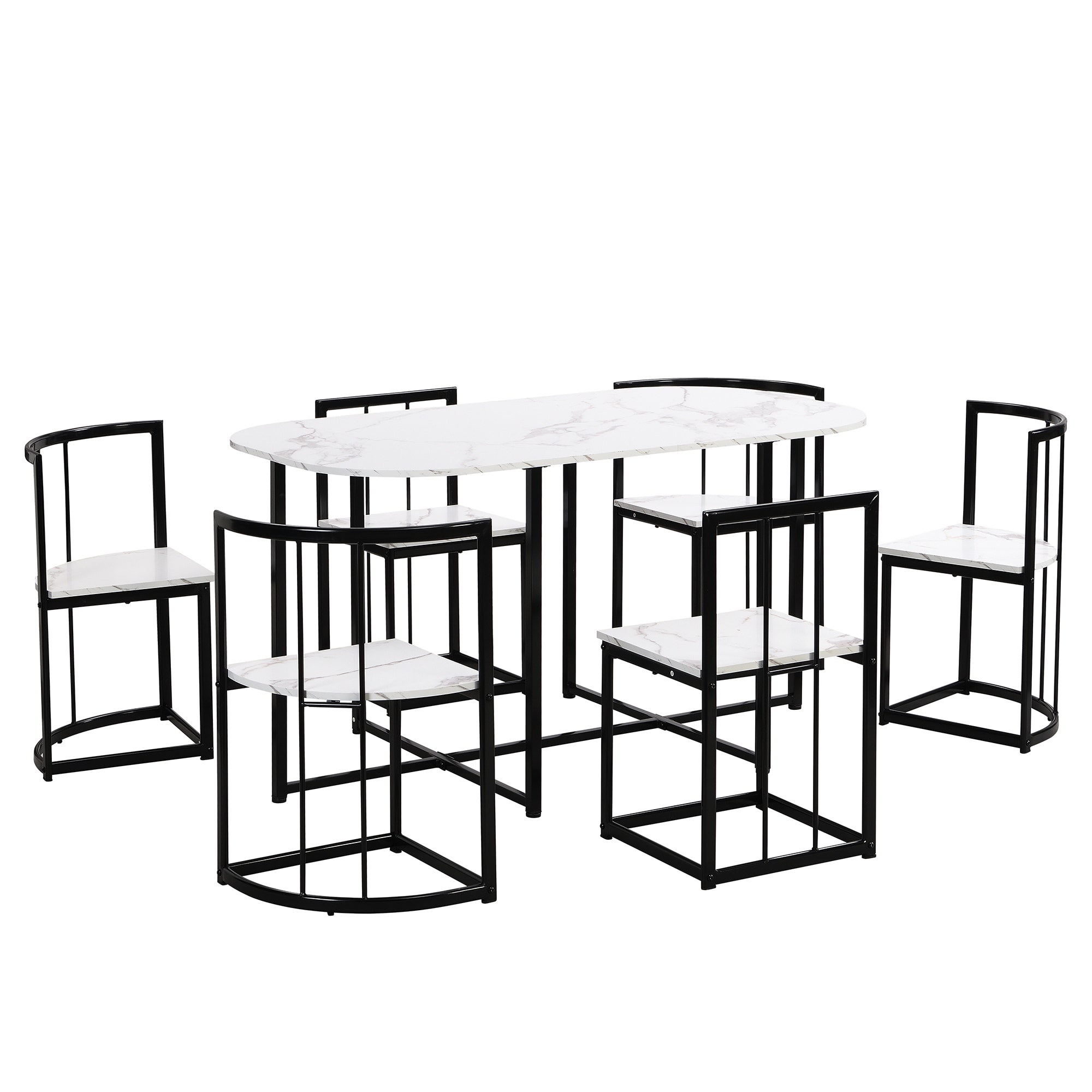 Bybafun YA0100284 Black Casual Dining Room Set with Rectangular Table ( Seats 6 )