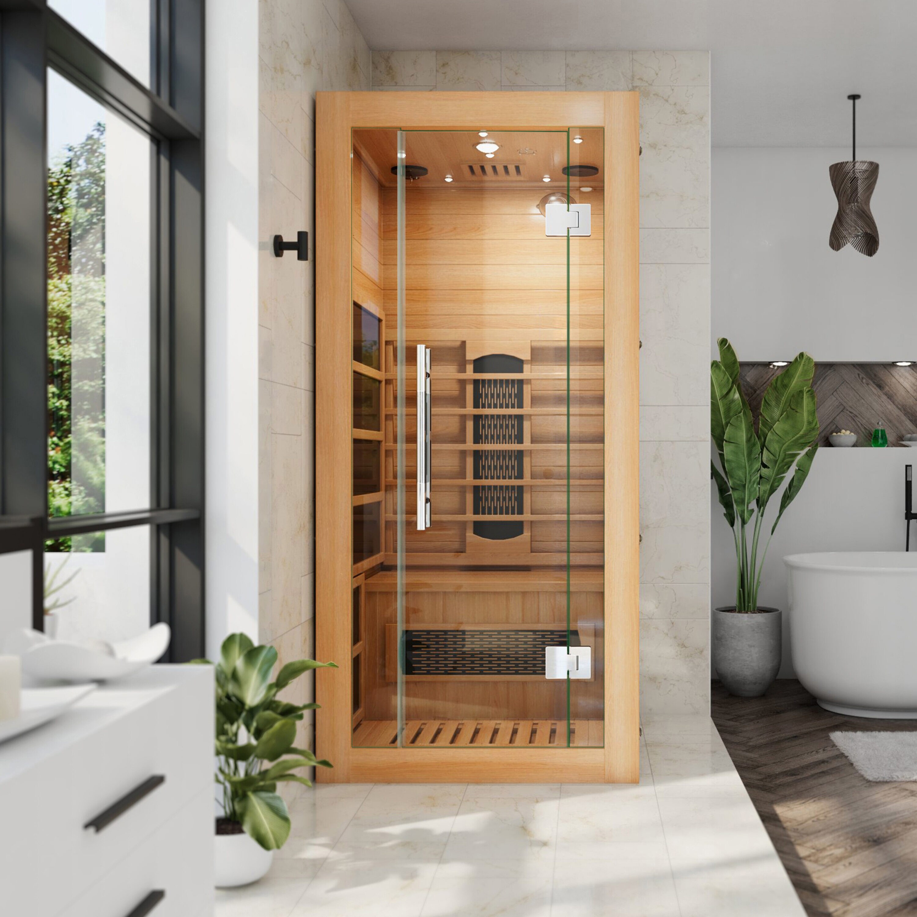 DreamLine 75-in H x 35.5-in W x 30-in D Wood Infrared sauna
