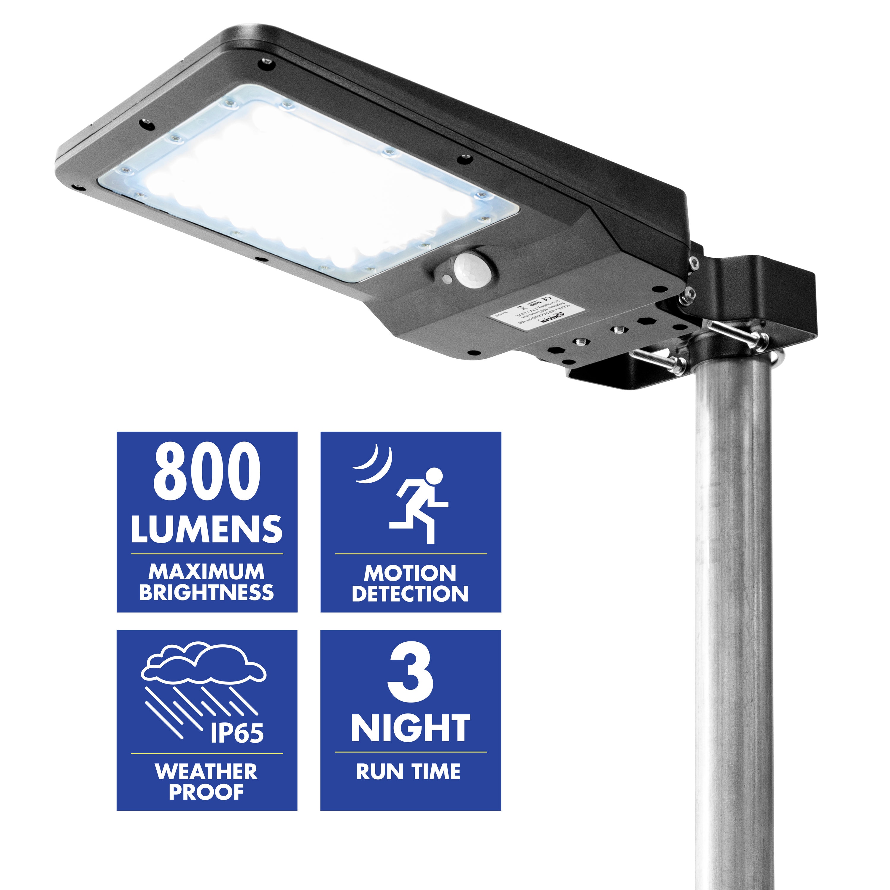 Solar LED Outdoor Motion Sensor Street Parking Security Flood Post Light 
