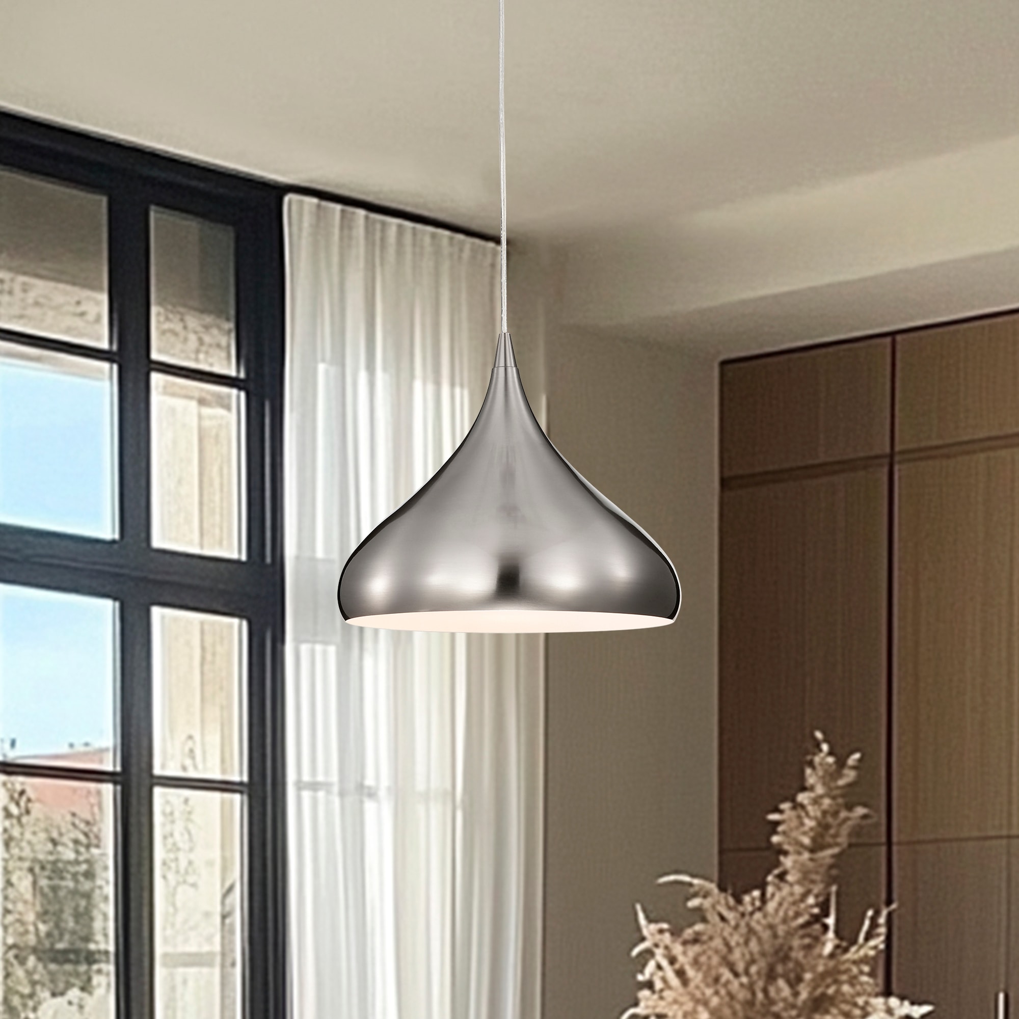Edvivi EPJ3971BN Brushed Nickel Modern/contemporary Teardrop Medium Hanging Pendant light