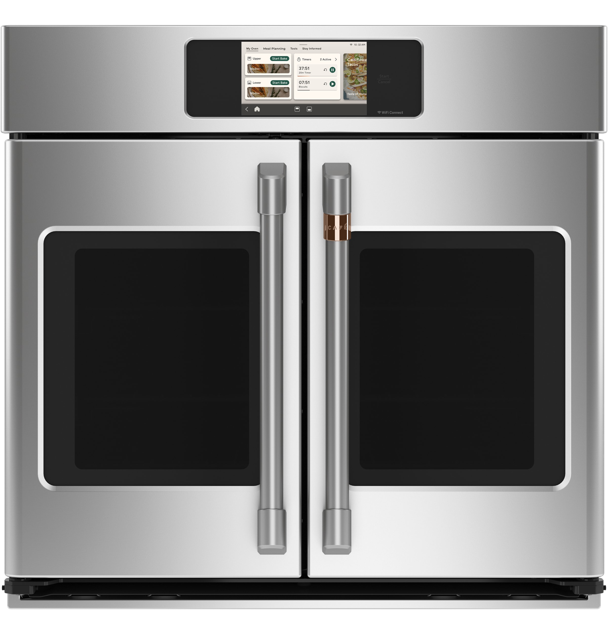Cafe 30 inch Single Electric Wall Oven with Air Fry True Convection and Self + Steam Cleaning ( Stainless Steel with Brushed Stainless Handles )