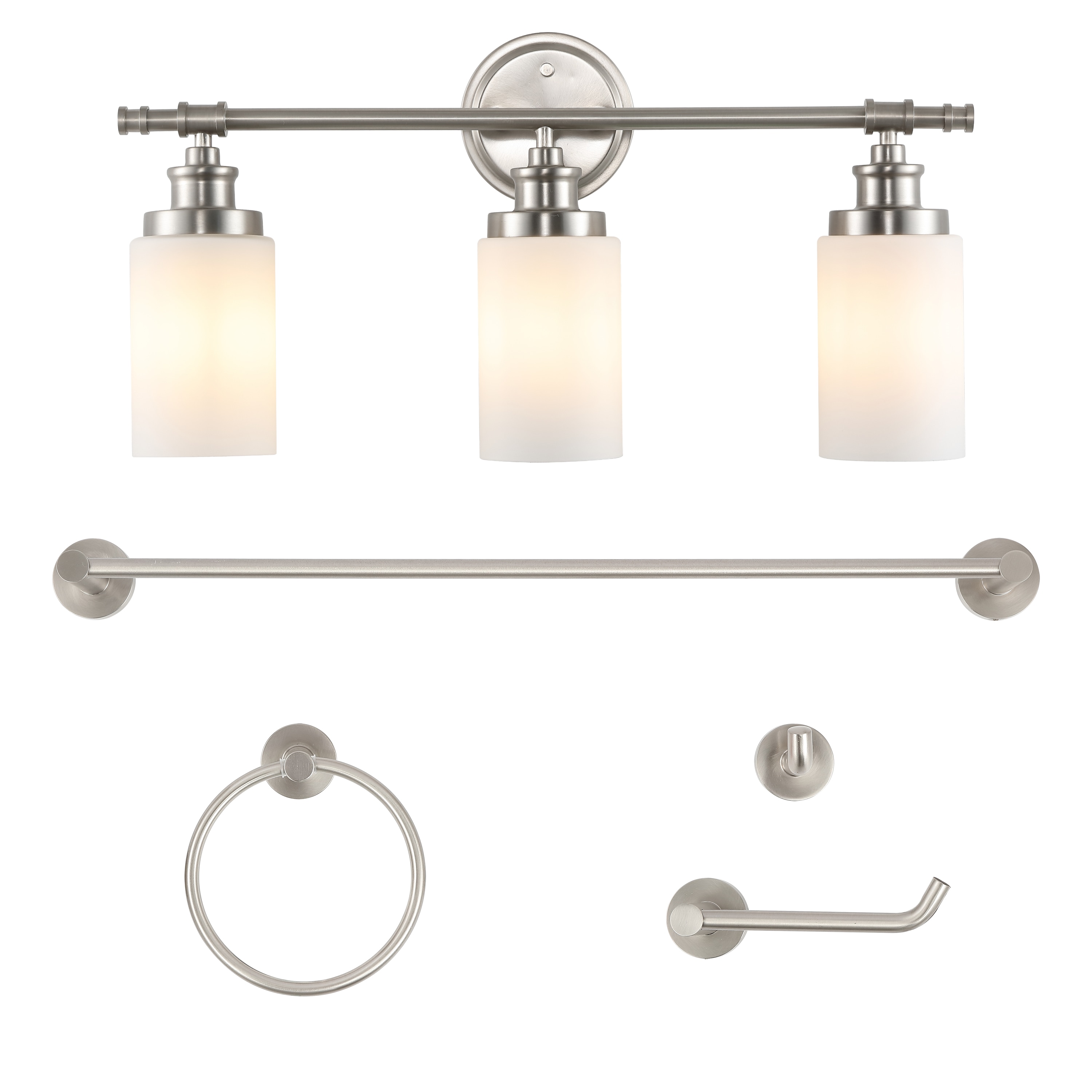 JONATHAN  Y JYL1503C Egan Classic Cottage 5-Piece Vanity Light Set 23.25-in 3 -Light Brushed Nickel French country/cottage Vanity light