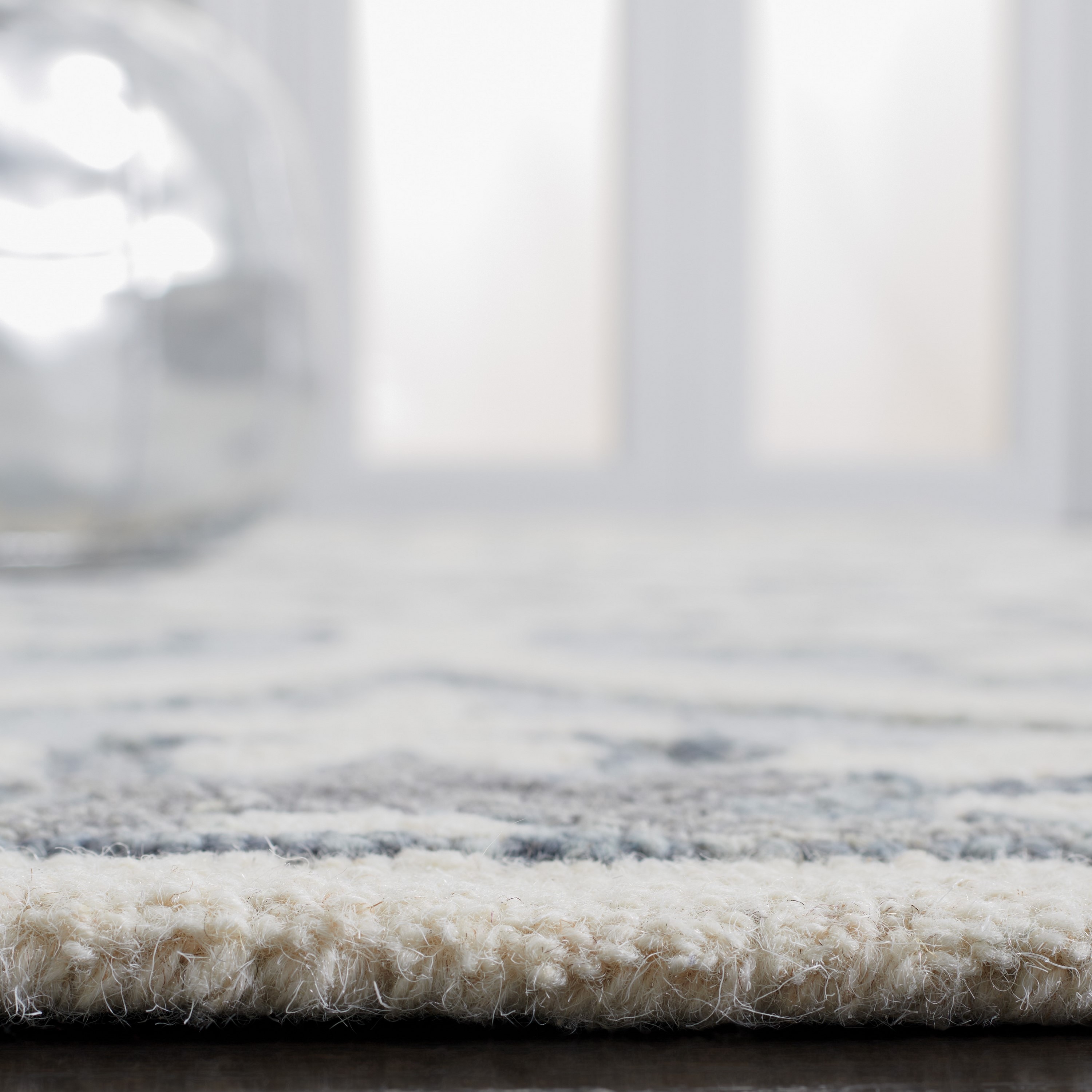 Gray and Ivory Floral Hand-Tufted Wool Runner Rug