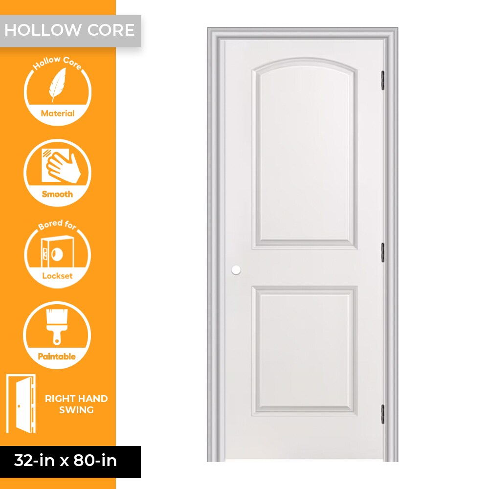 ReliaBilt Continental 32-in x 80-in Primed 2-Panel Round Top Hollow Core Primed Molded Composite Slab Door