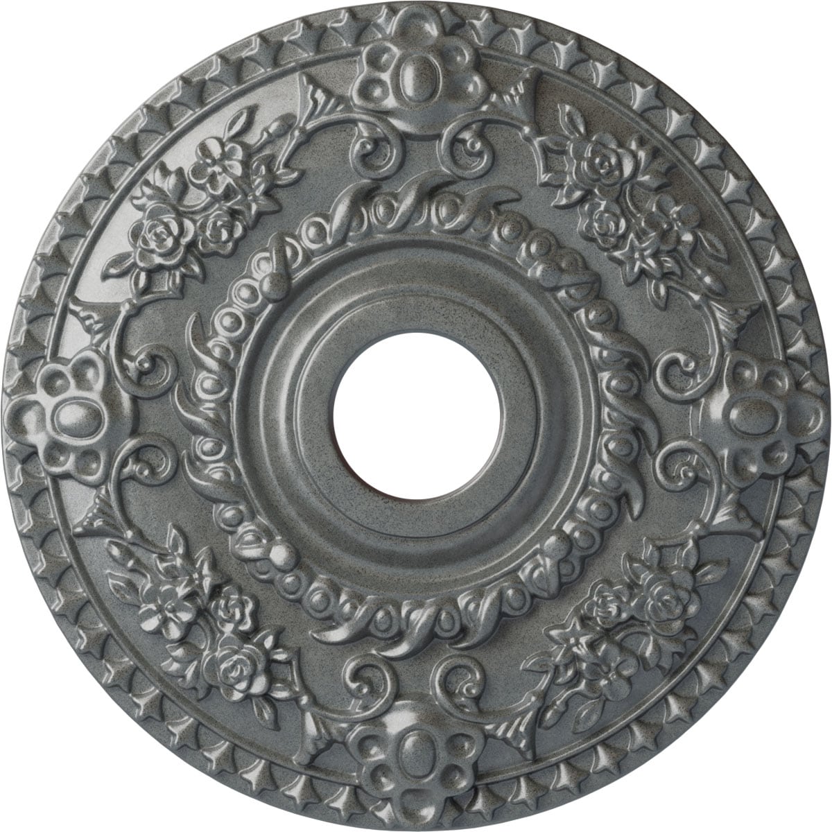 Ekena Millwork CM18ROPLS Rose 18-in W x 18-in L Painted Platinum Polyurethane Whole Ceiling Medallion