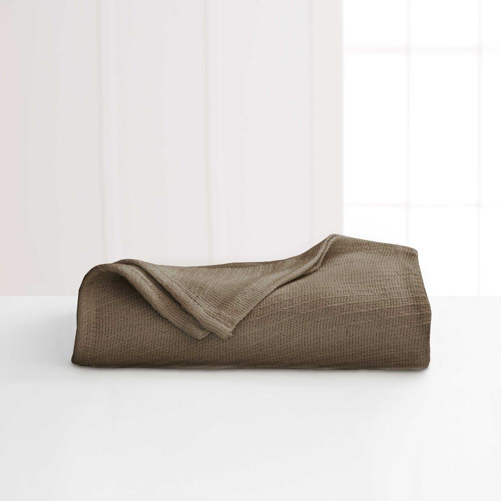 WestPoint Home 027399032061 Martex cotton blanket Pine Bark 90-in x 90-in Cotton Blanket