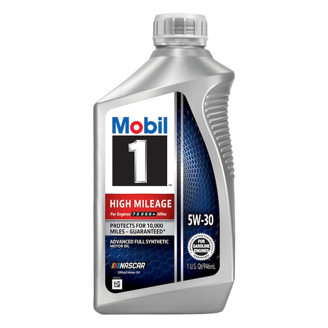 Mobil 1 High Mileage Synthetic 5W-30 Motor Oil - 1 Quart - Full Synthetic -  High Mileage Protection for Engines Over 75,000 Miles in the Motor Oil &  Additives department at