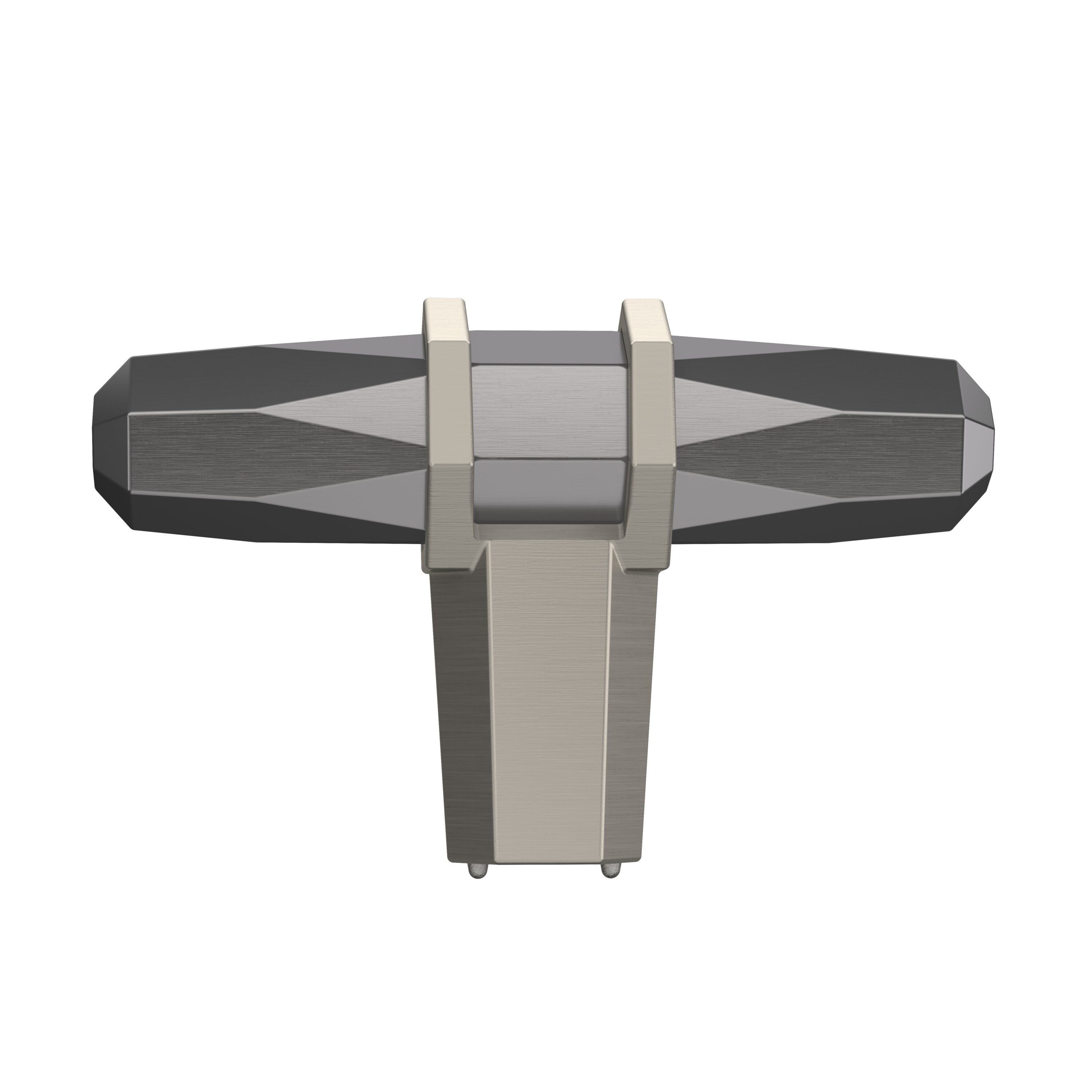 Modern Brushed Nickel and Black T-Handle Cabinet Knob