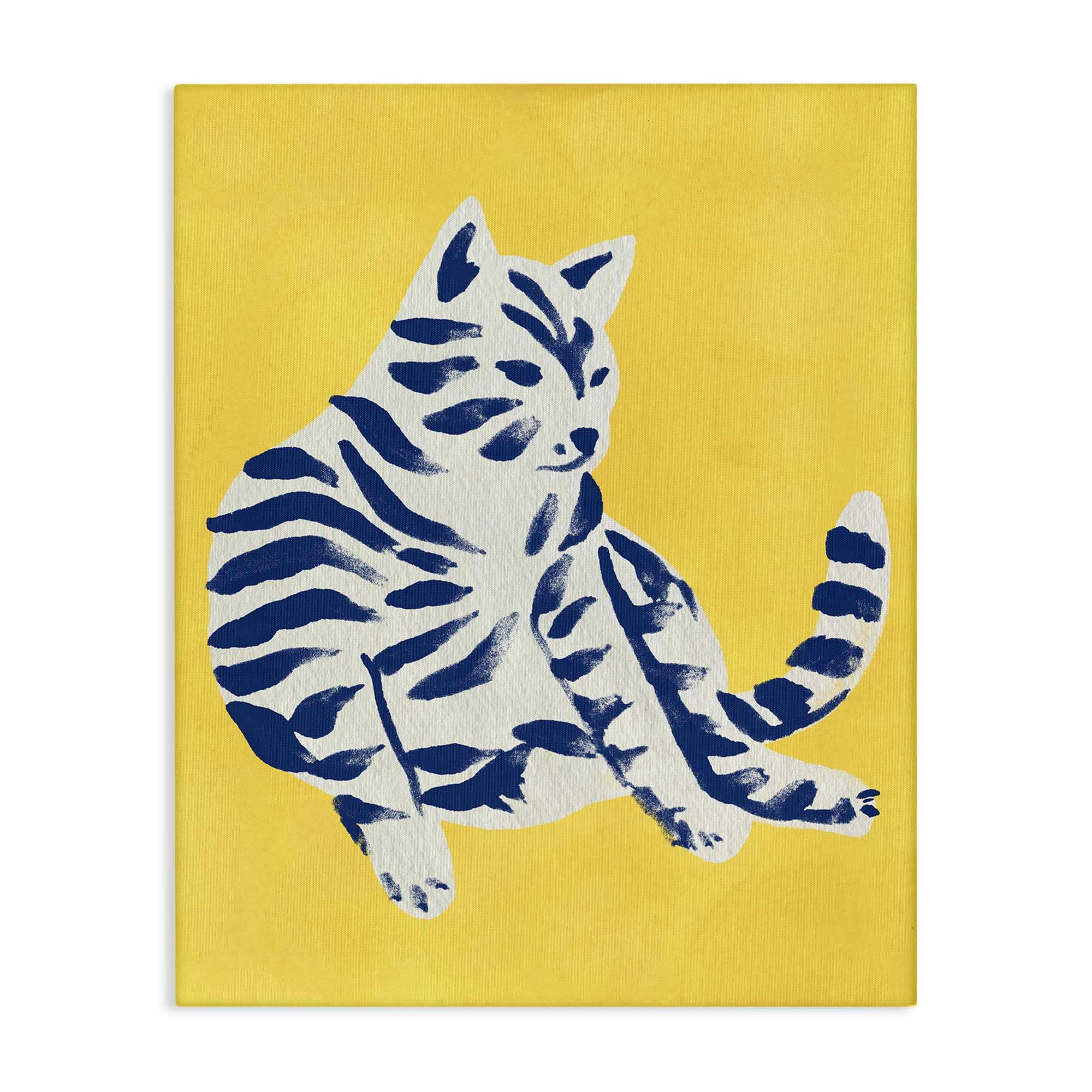 Stupell Industries BS-392-CN-16X20 Unique Bright Cat on Yellow Canvas Wall Art By June Erica Vess 16 x 20