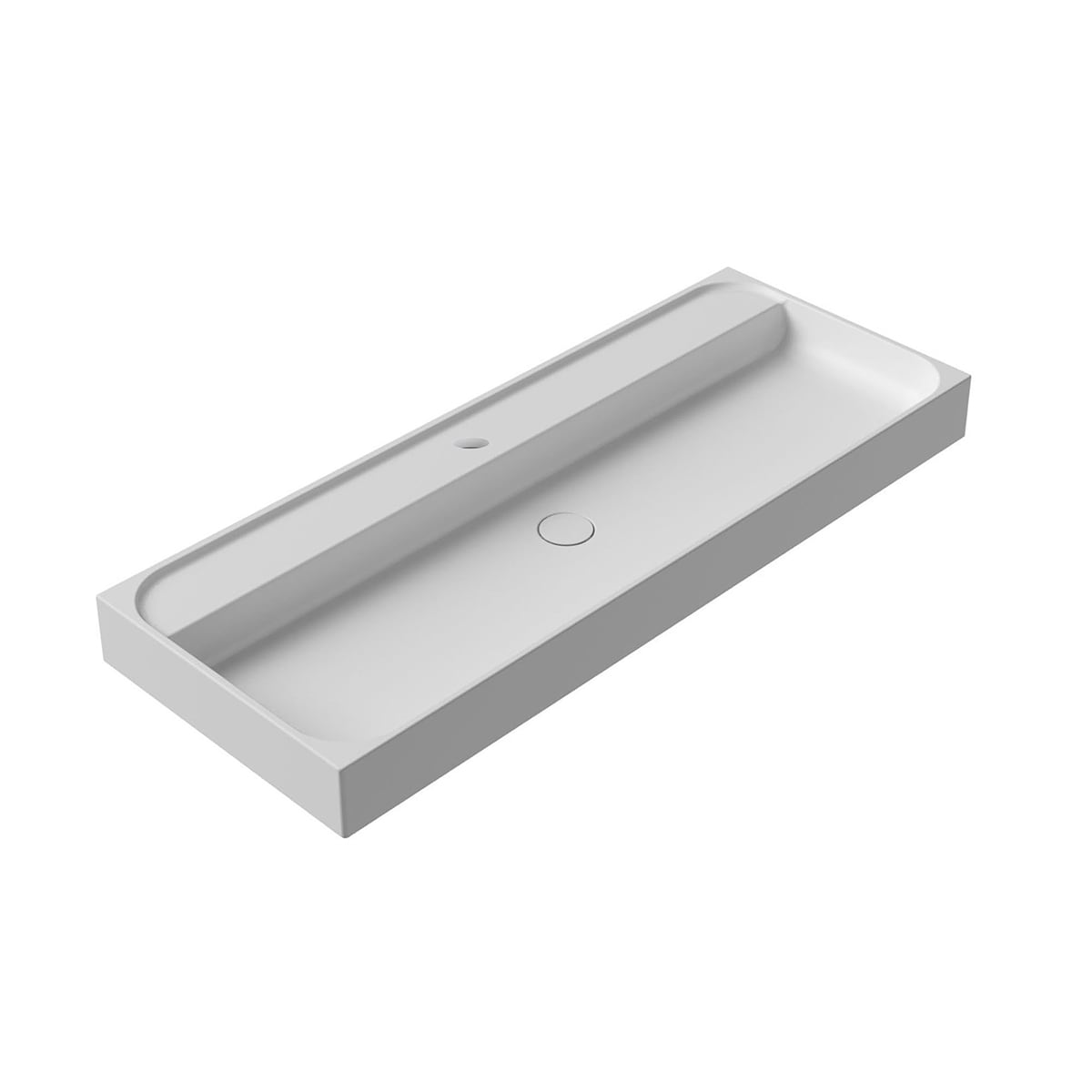 WS Bath Collections UNIT PLUS 120A.01 Unit Plus Ceramic Wall-mount Rectangular Modern Glossy White Bathroom Sink ( 47.4-Inches x 18.1-Inches )