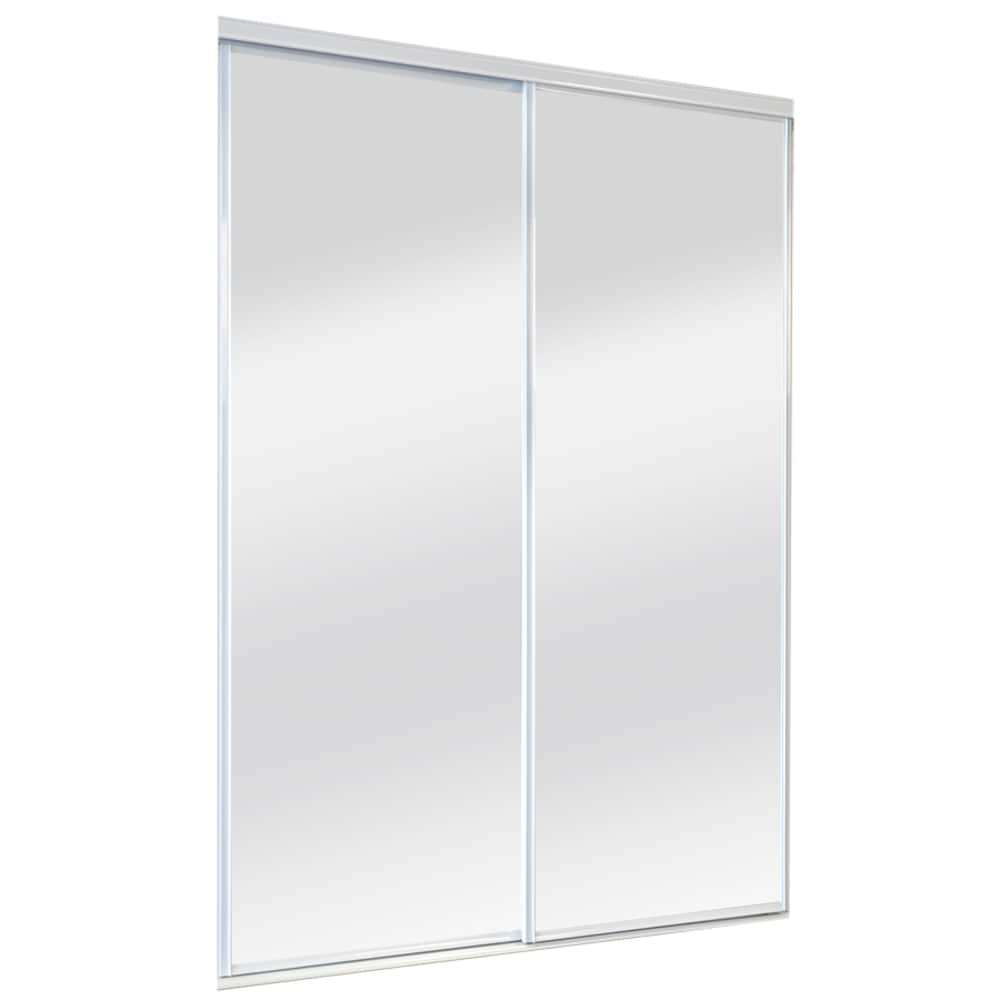 9500 Walden 48-in x 80-in White /Panel MirrorMirrored Glass Prefinished Steel Sliding Door Hardware Included | - RELIABILT 45004