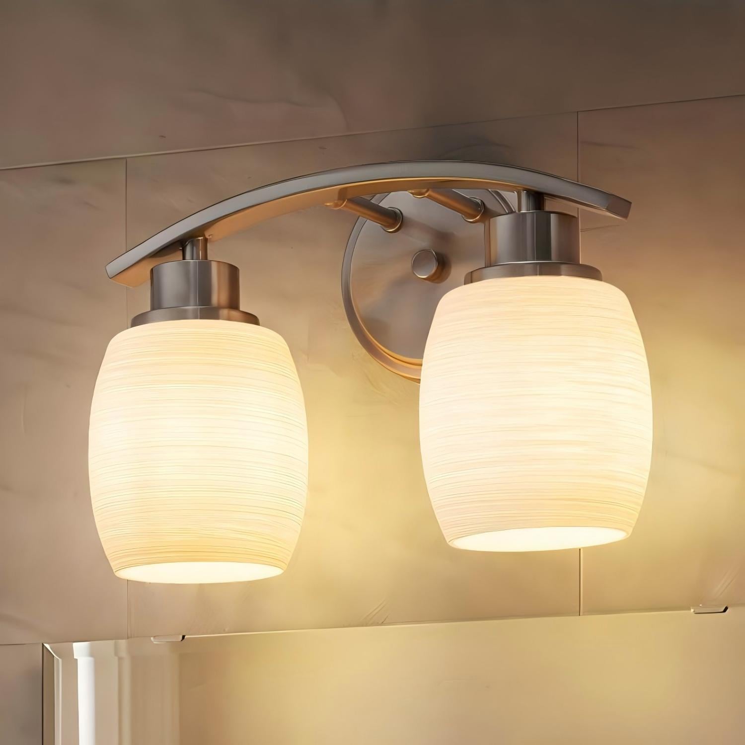 AloaDecor Lighting 12-in 2 Light Satin Nickel Modern/contemporary Bathroom Vanity light