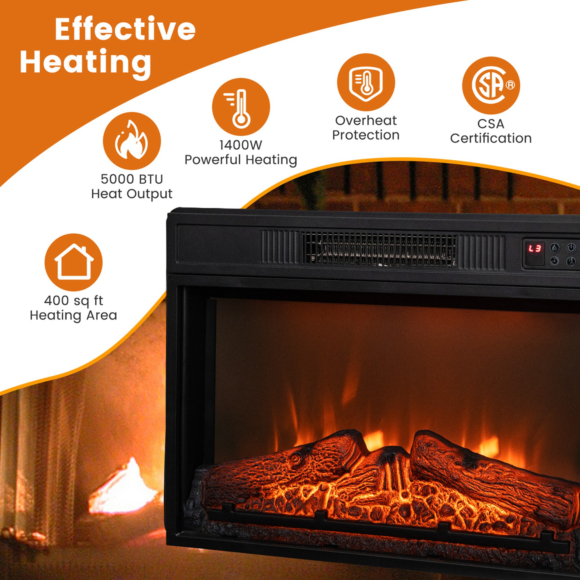 Goplus FP10194US-BK Electric-Fireplace-Fireboxes - View #3