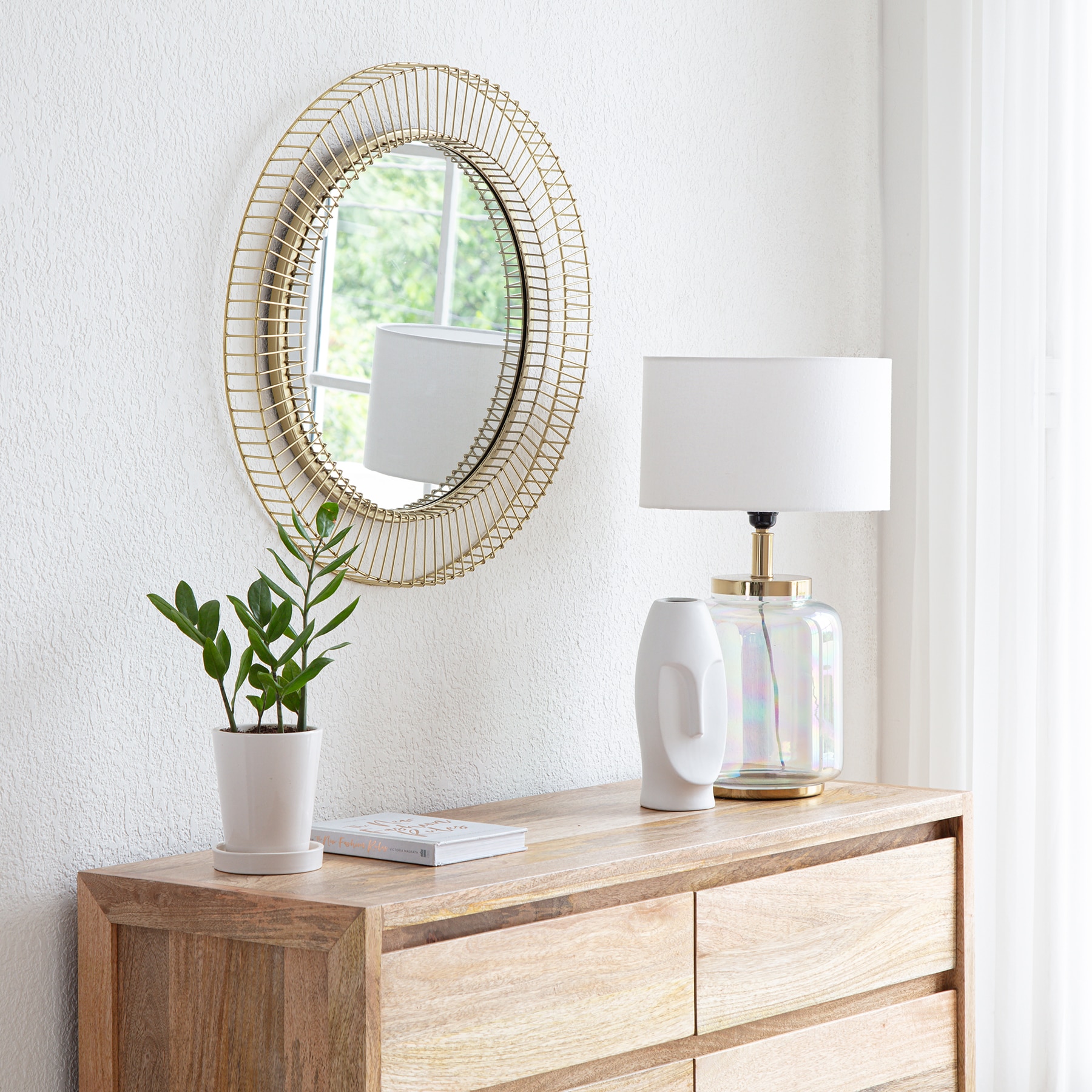 Argus 24" Round Gold Metal Sunbeam Wall Mirror