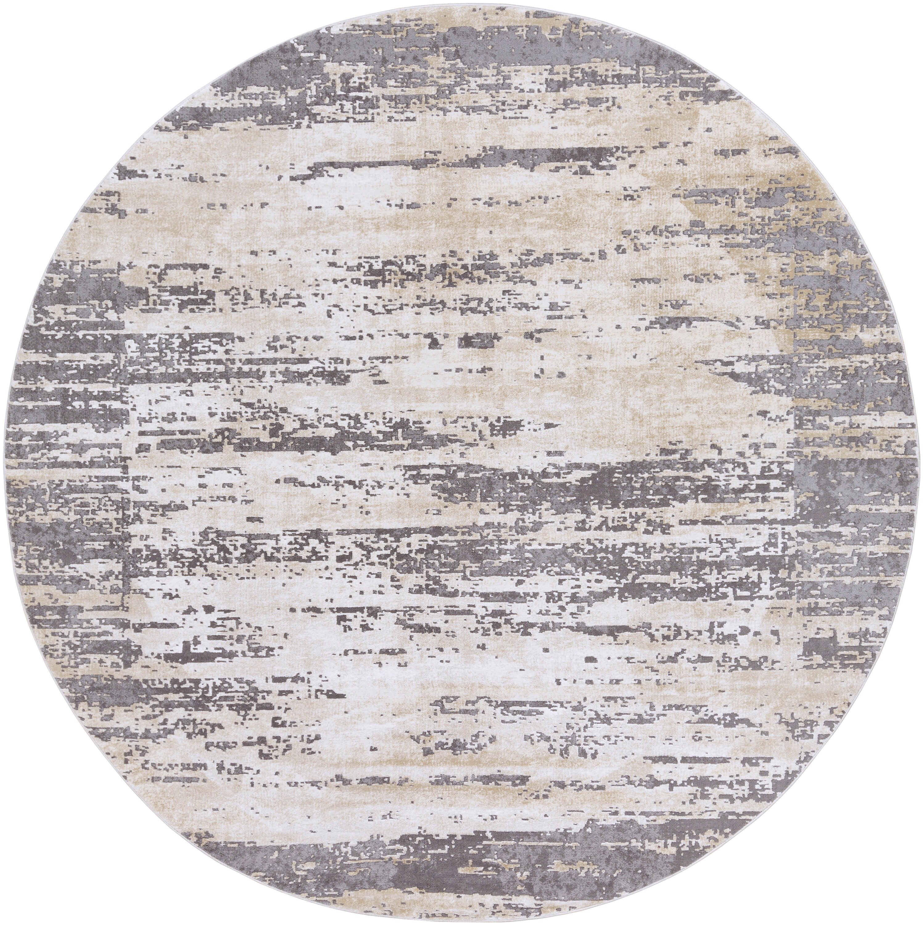 Reversible Round Gray Easy Care Synthetic 5'3" Area Rug