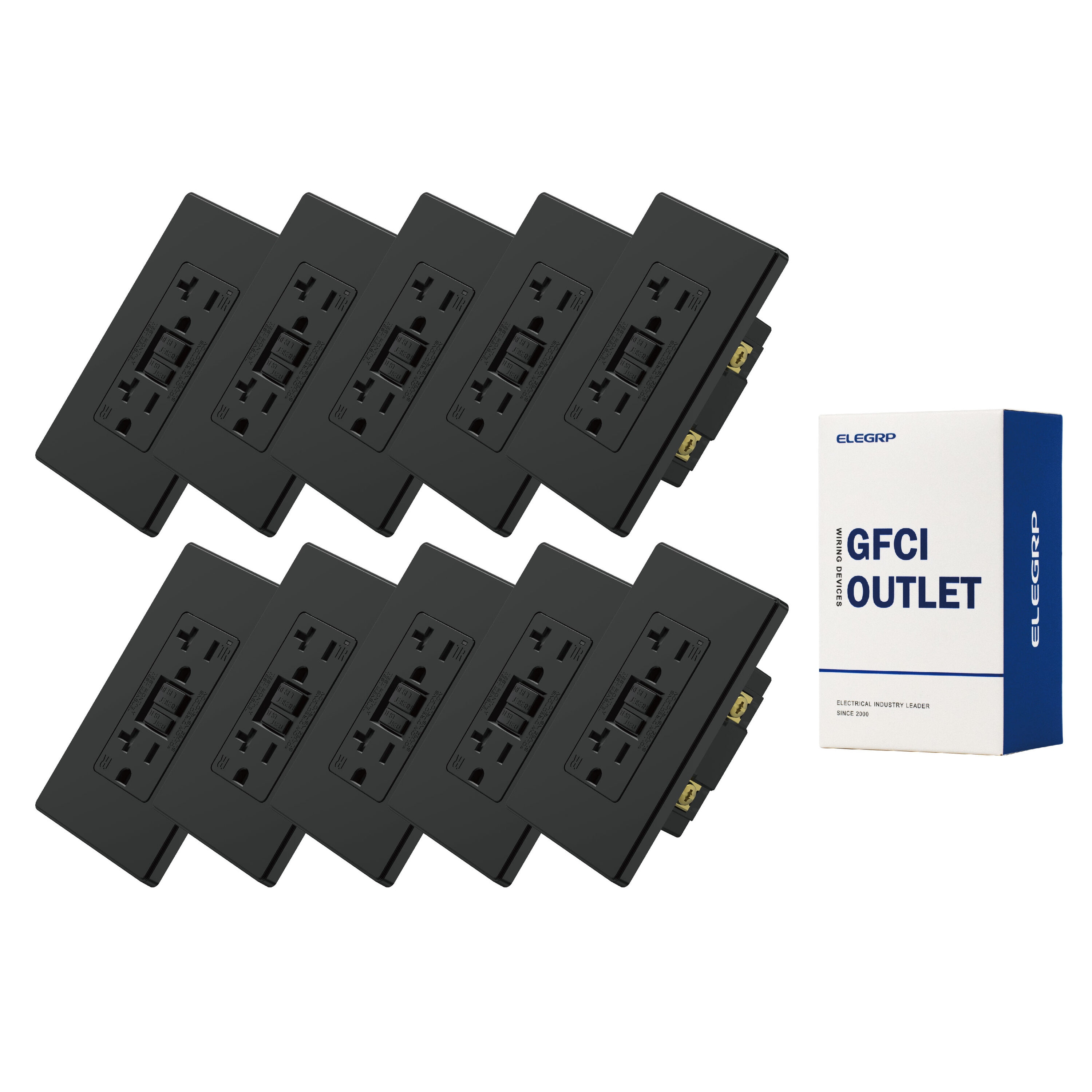 OUTLET【黒 ブラック 140㎝×30本】 ELEGRP GFCI Outlet 20A Self-Test GFCI Electrical Outlet Tamper