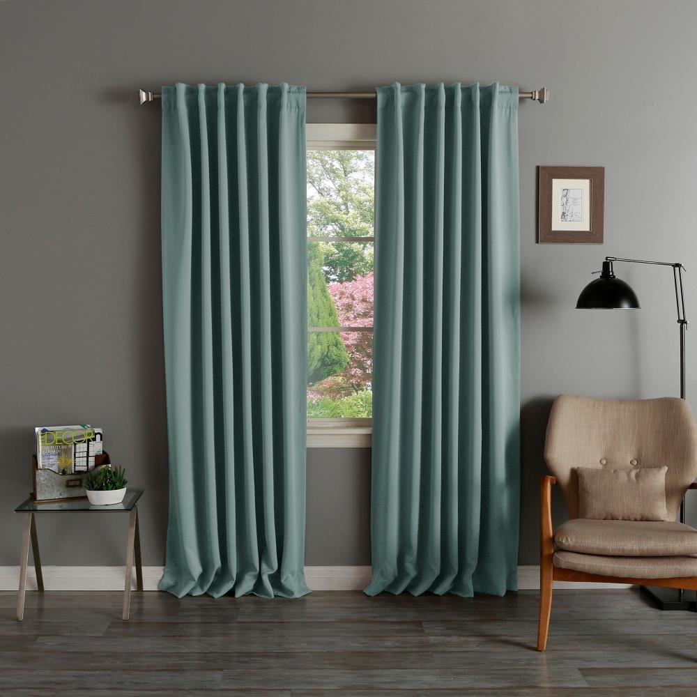 Best Home Fashion SOLID-72-MINGREEN 72-Inches Mineral Green Blackout Back tab Curtain panel pair