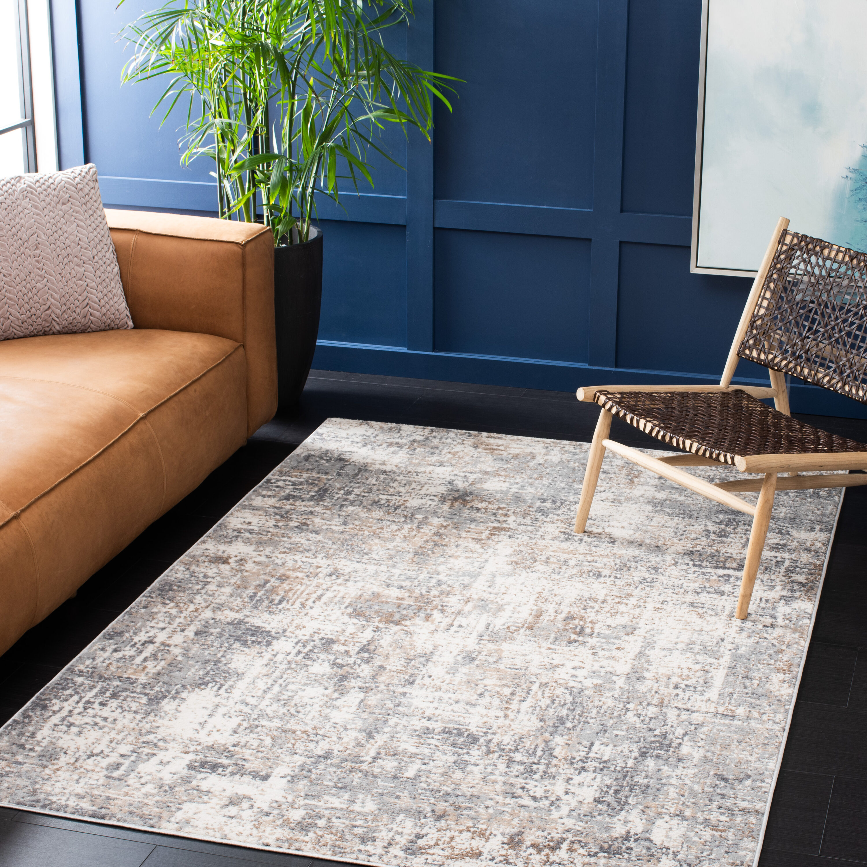 Shivan 195F Ivory/Grey 4 x 6 Rectangular Area rug