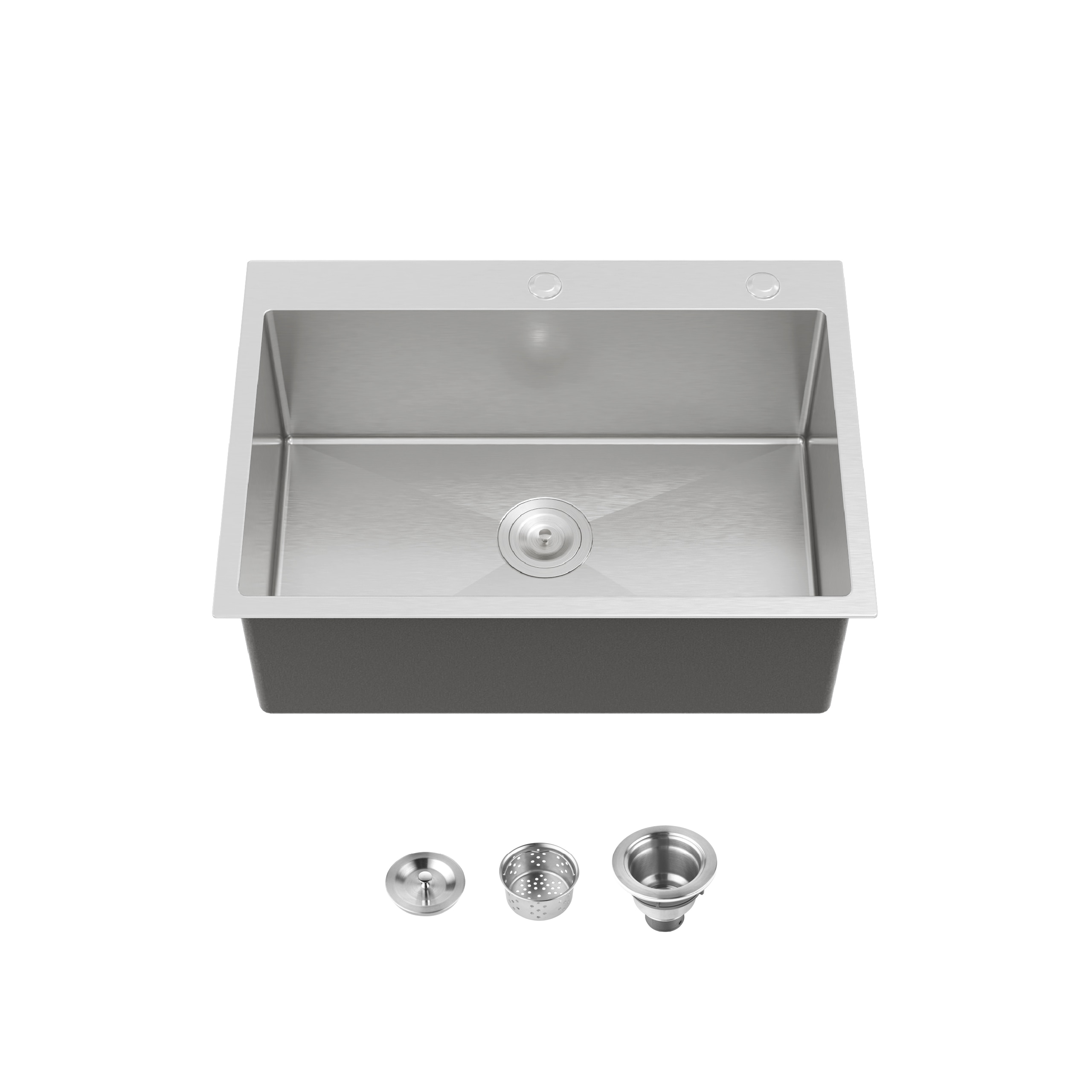 Vanityfus 27 Inch x 19 Inch S/S Kitchen Sink Single Bowl with US Standard Drain and Hook excluding Faucet