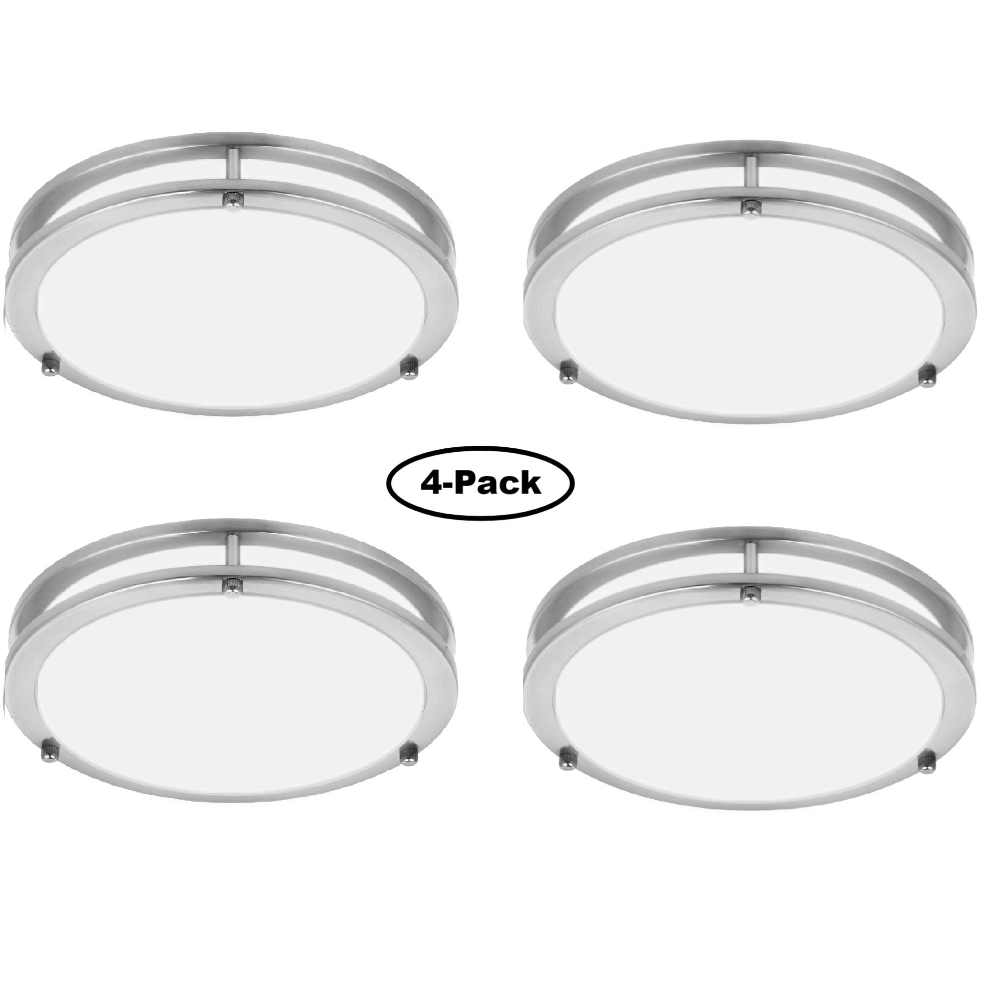 Hukoro 4FL54904-FM-BN 8-in Brushed Nickel Integrated LED Flush Mount Light 4 -Pack