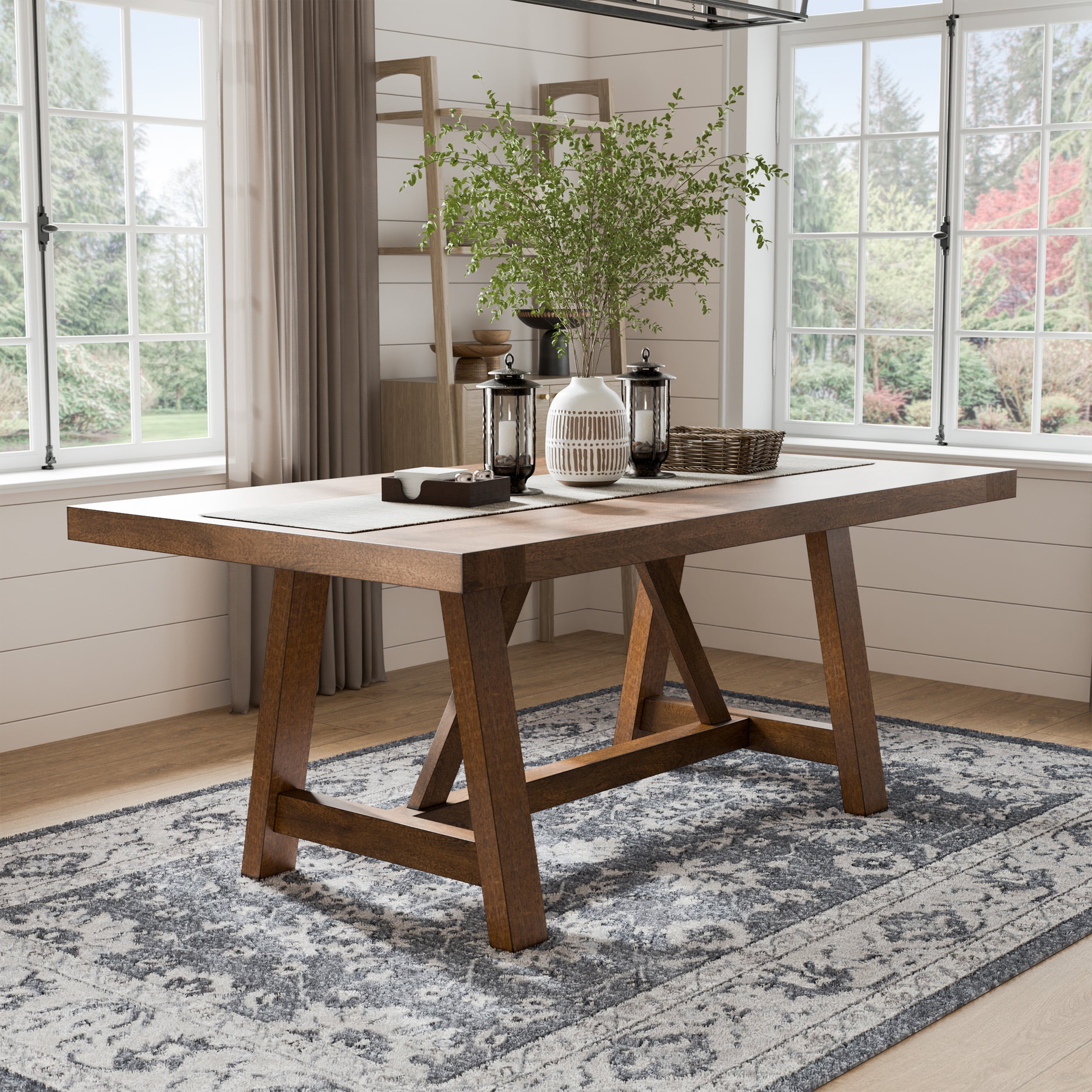 Furniture of America IDF-3422BR-T Dayes Brown Rustic Dining Table, Composite with Brown Composite 39.5-in L x 29.5-in H