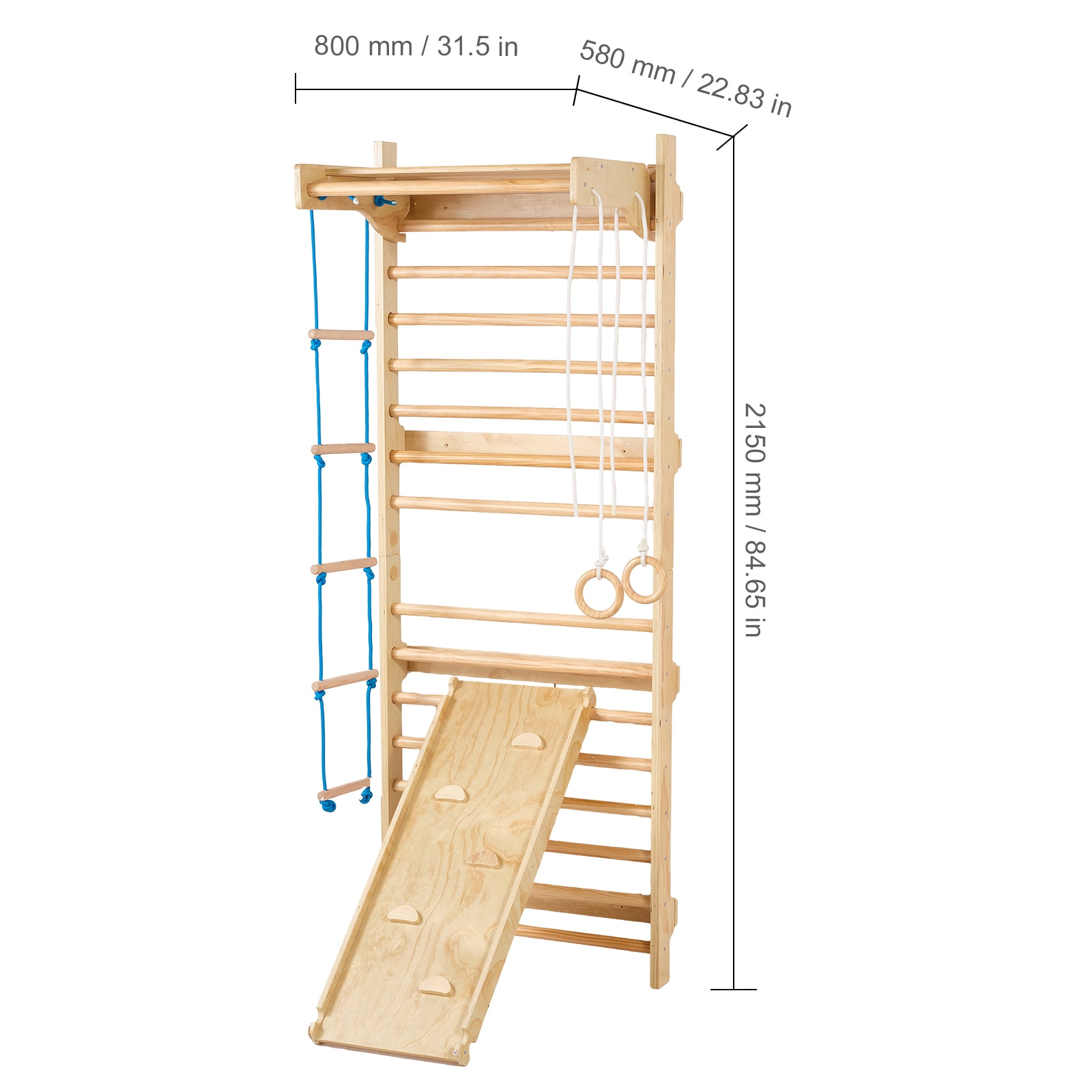 GIVIMO 5-in-1 Swedish Ladder Wall Gym 220-lb Wooden Indoor Climbing ...