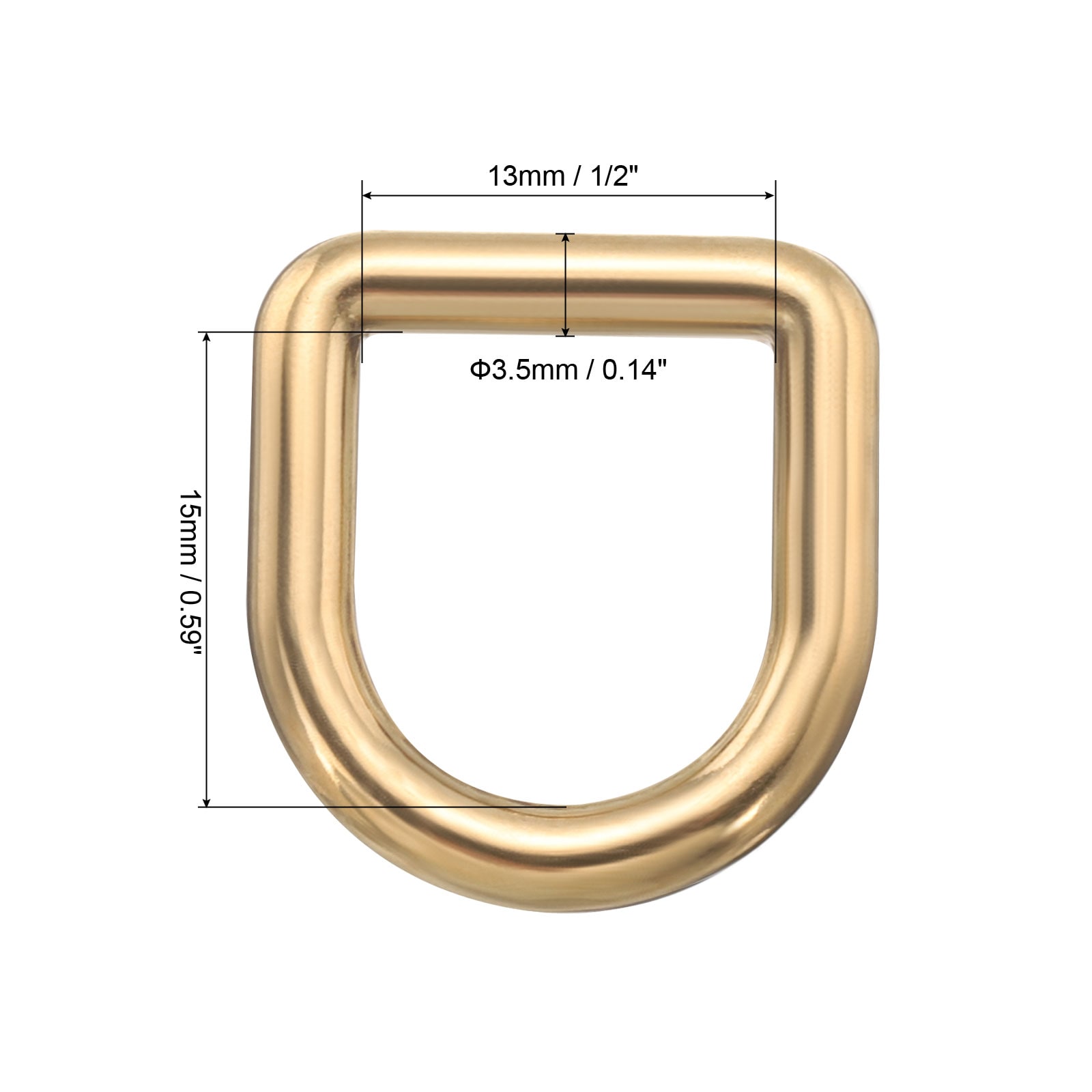 PATIKIL D Shape Buckle 2pcs 13mm Brass Seamless Purse Ring D Ring ...