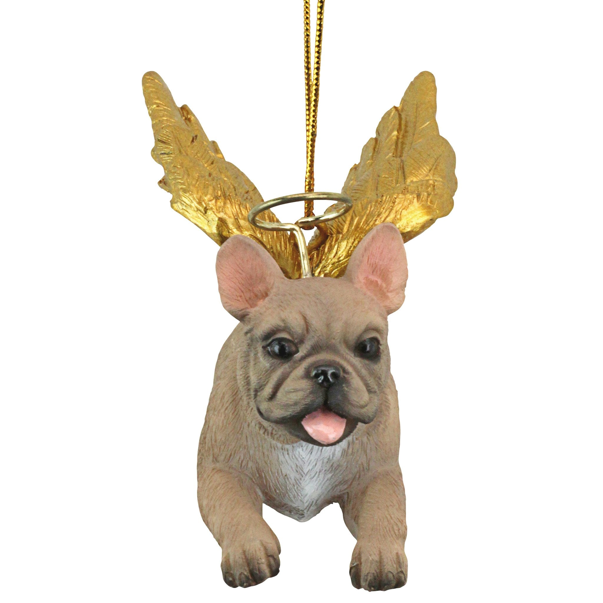 French Bulldog Angel Ornament with Golden Wings