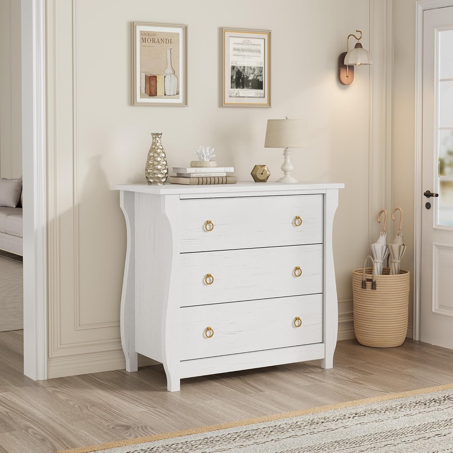 boho 3 drawer dresser FANRAL 3 Drawers Dresser for Bedroom,Boho Small Natural Rattan Closet  Dresser Chest of Drawer,Modern Wood Clothes Storage Organizer with Wooden  Feet
