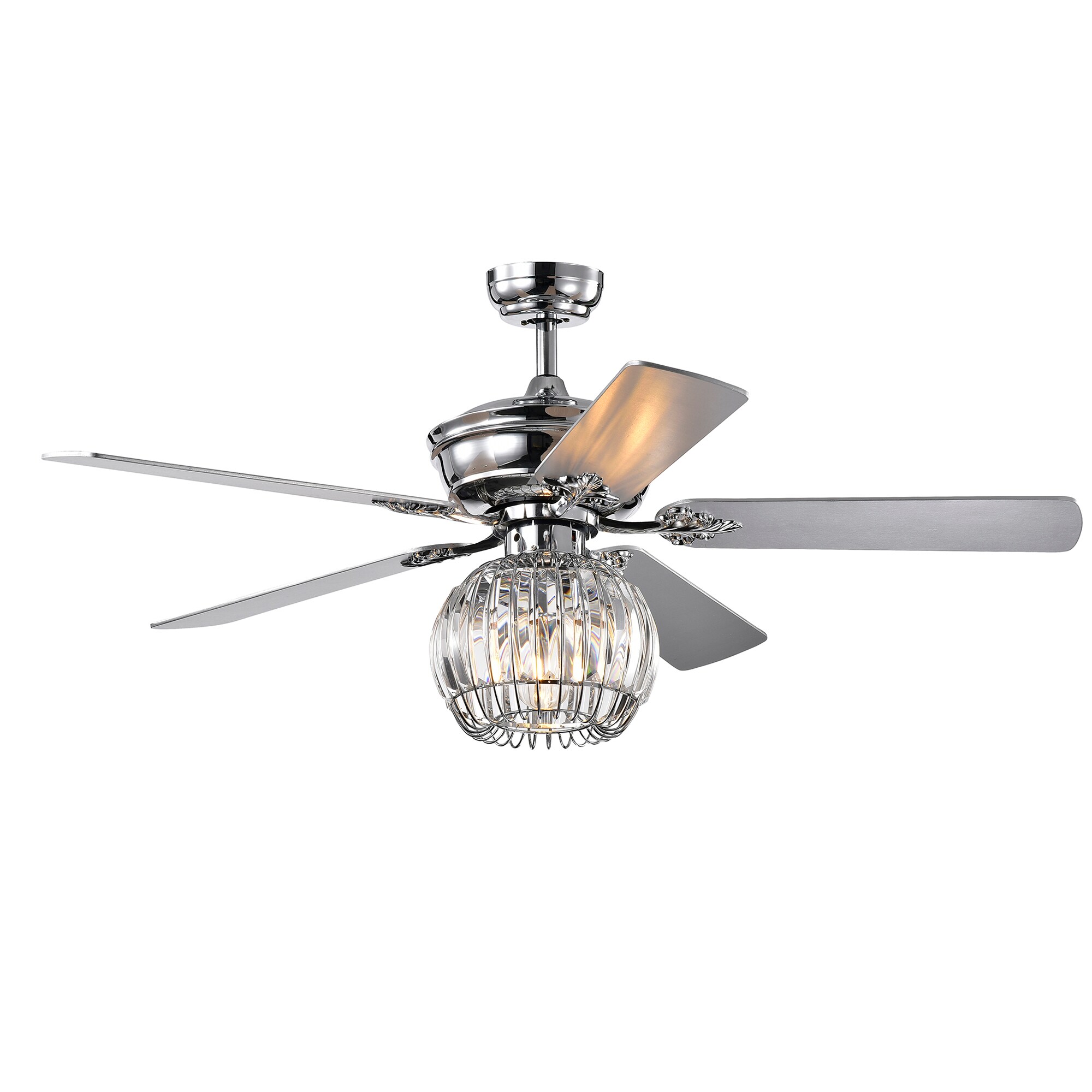 Home Accessories Inc CFL-8388REMO/C 48-in Chrome with Plywood Blades Ceiling Fan With Light - Remote Included ( 5 -Blade )