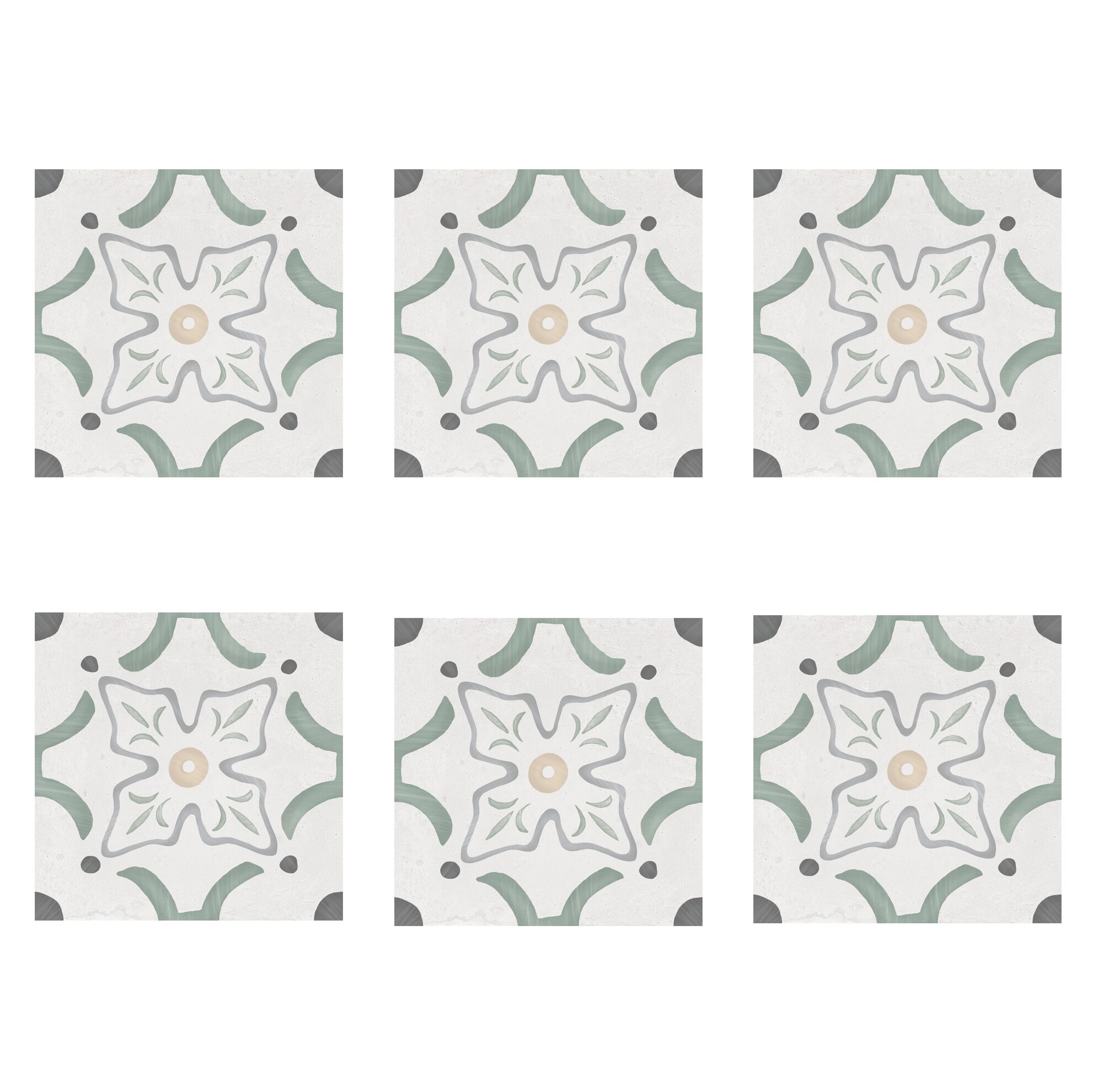 Agave Flora Green and Gray Matte Porcelain Floor and Wall Tile