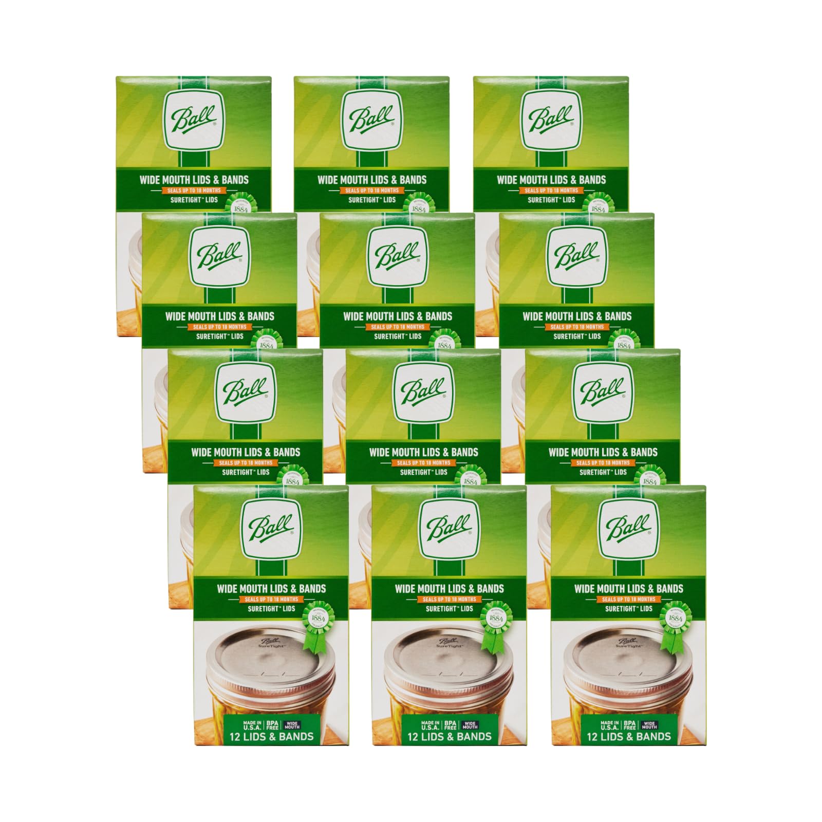 Ball Mason Jar Lids with Bands Wide Mouth 12 CT (Pack of 12) #DIB-BK-660680QT-7F3C